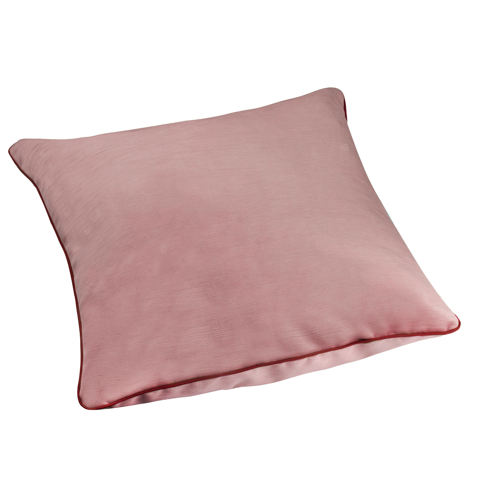 Cojín decorativo cuadrado Velvetlin  lino poliéster liso rosa empolvado cordoncillo 60x60cm - 5