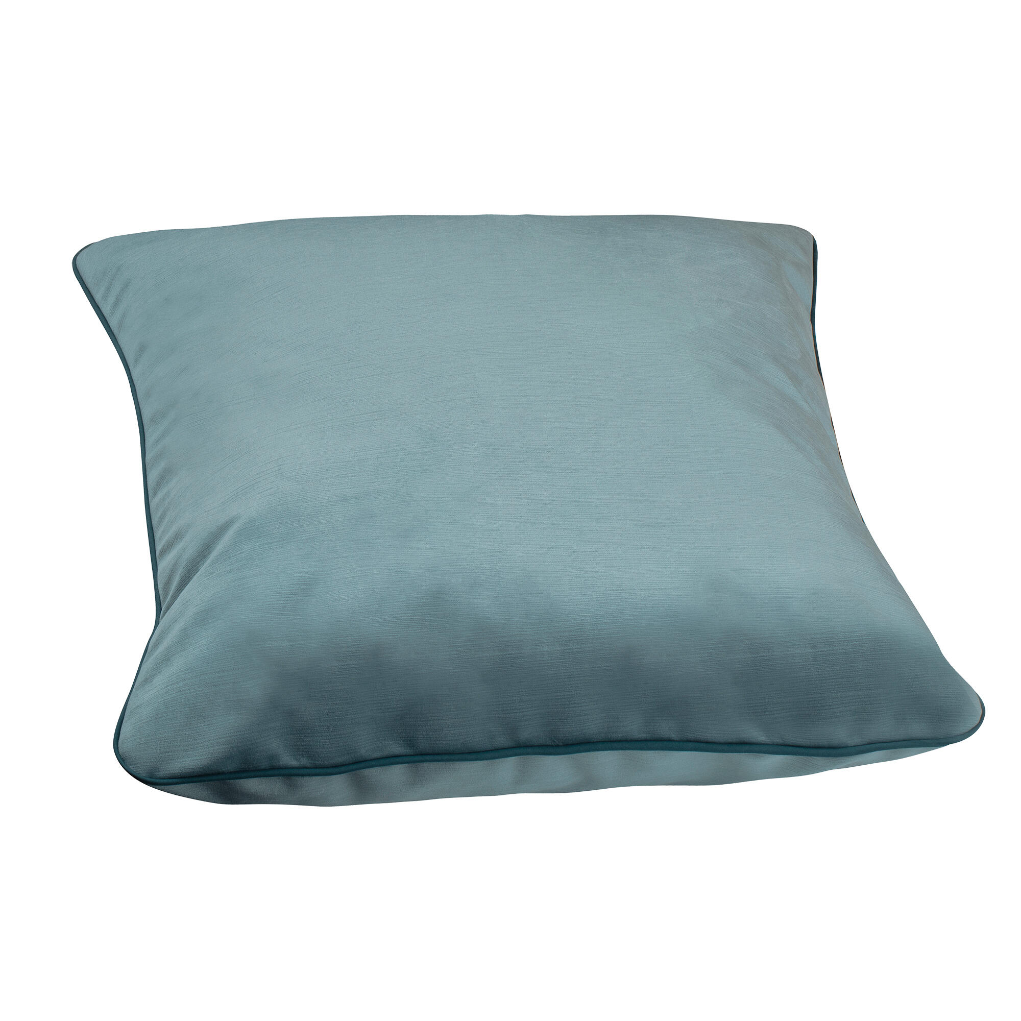 Cojín decorativo cuadrado Velvetlin  lino poliéster liso azul agua cordoncillo 60x60cm - 5