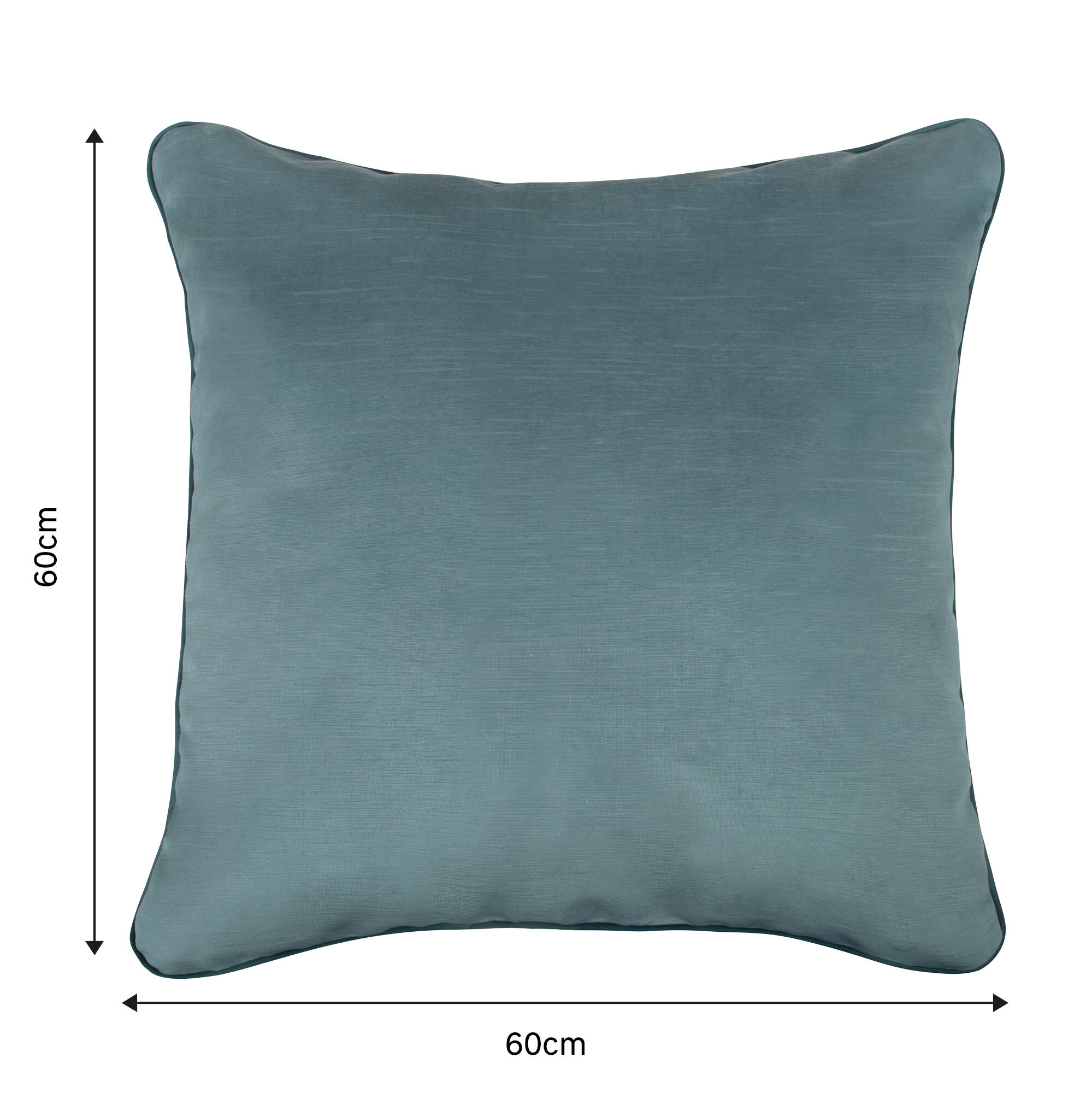 Cojín decorativo cuadrado Velvetlin  lino poliéster liso azul agua cordoncillo 60x60cm - 2