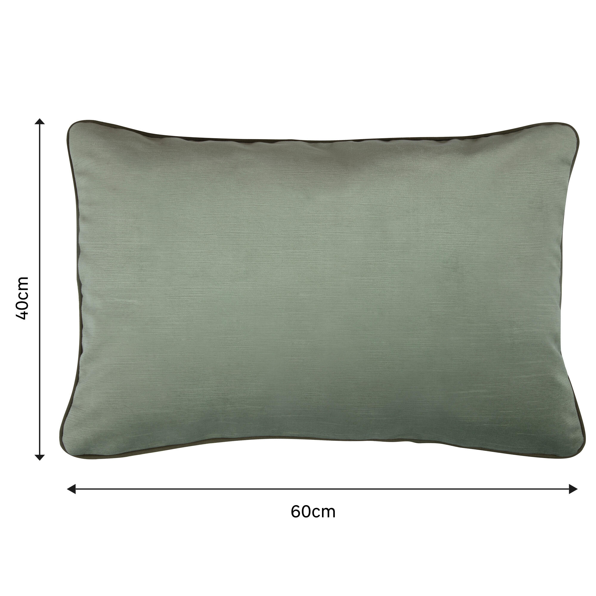 Cojín decorativo rectangular Velvetlin lino poliéster liso verde oliva cordoncillo 60x40cm - 2