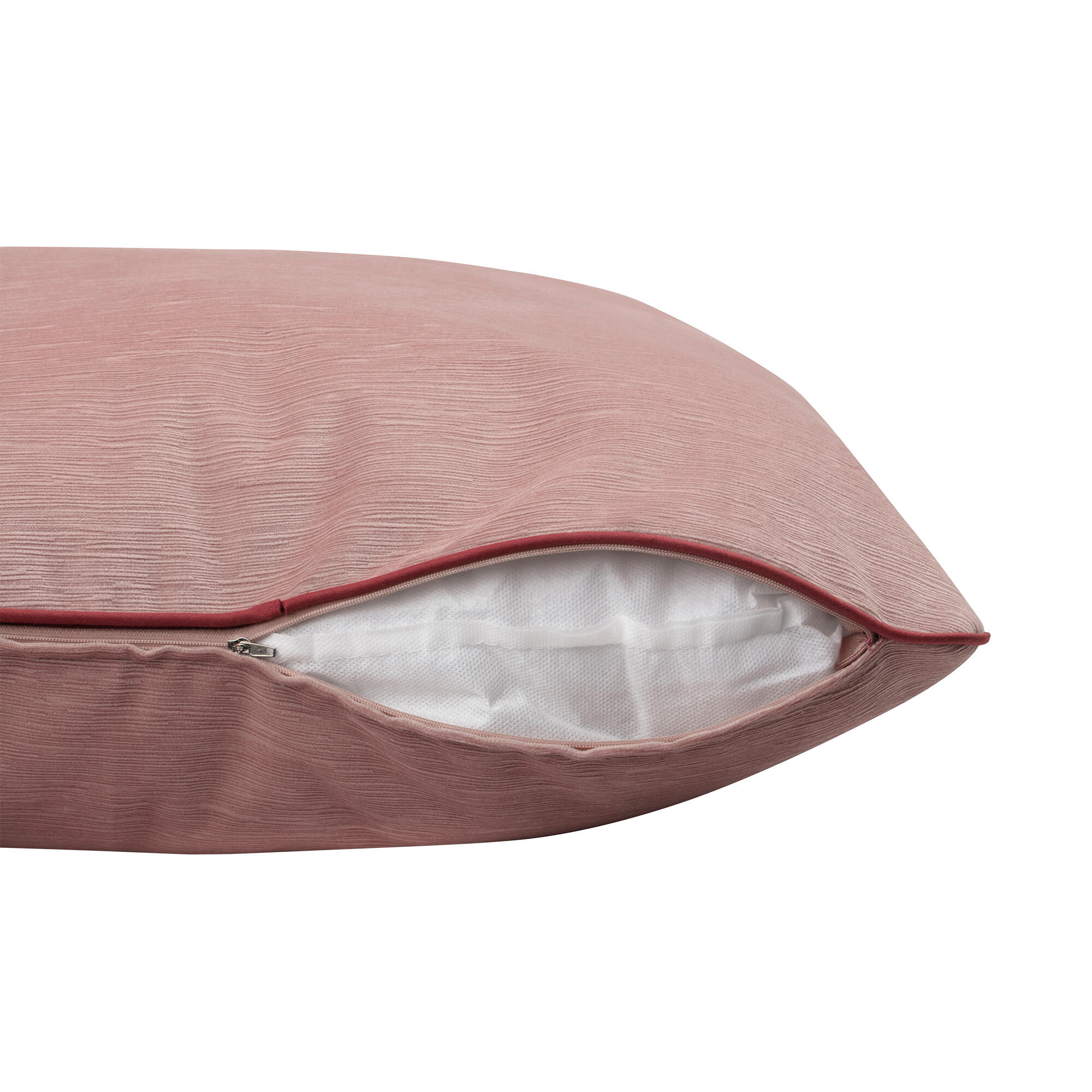 Cojín decorativo cuadrado Velvetlin  lino poliéster liso rosa empolvado cordoncillo 60x60cm - 6