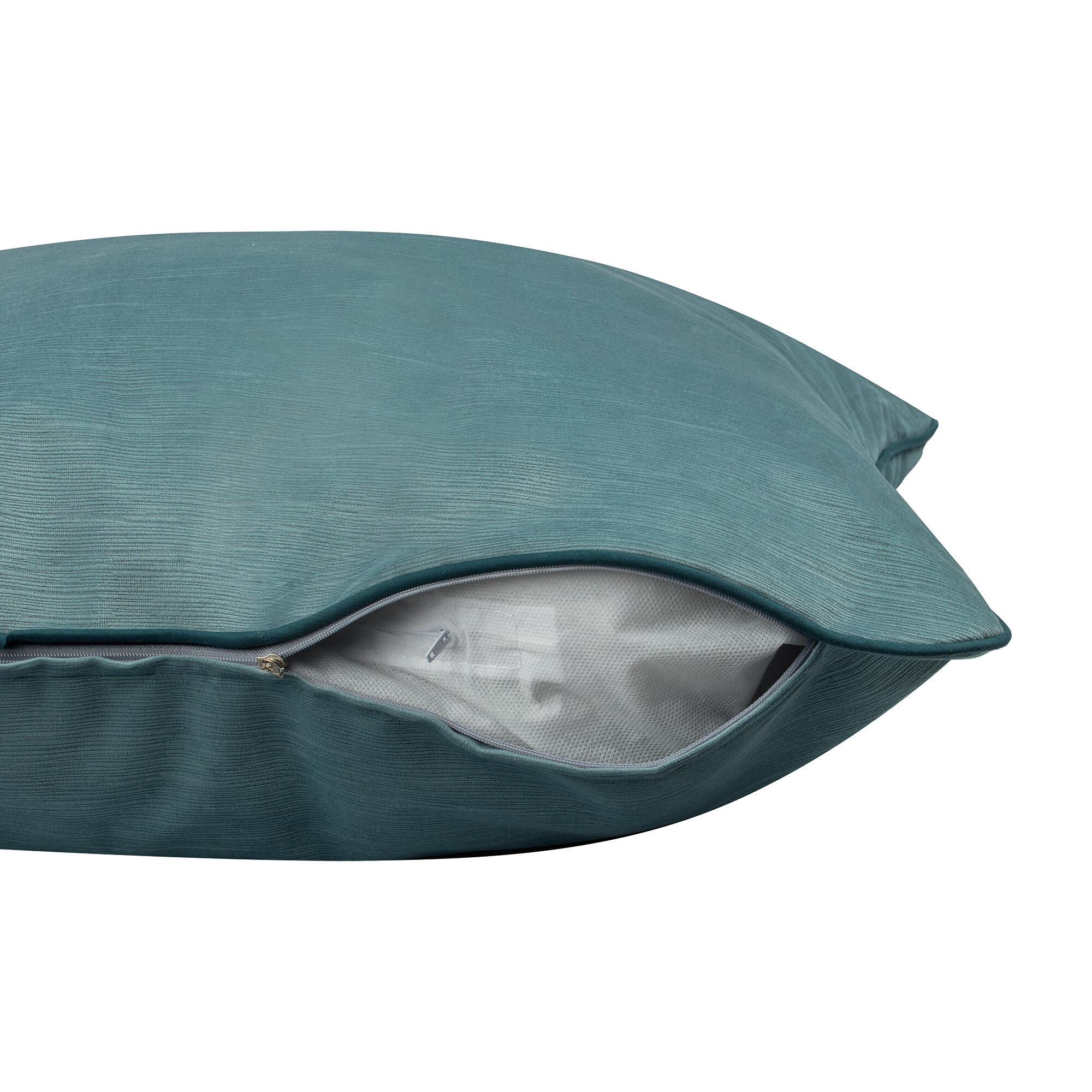 Cojín decorativo cuadrado Velvetlin  lino poliéster liso azul agua cordoncillo 60x60cm - 6