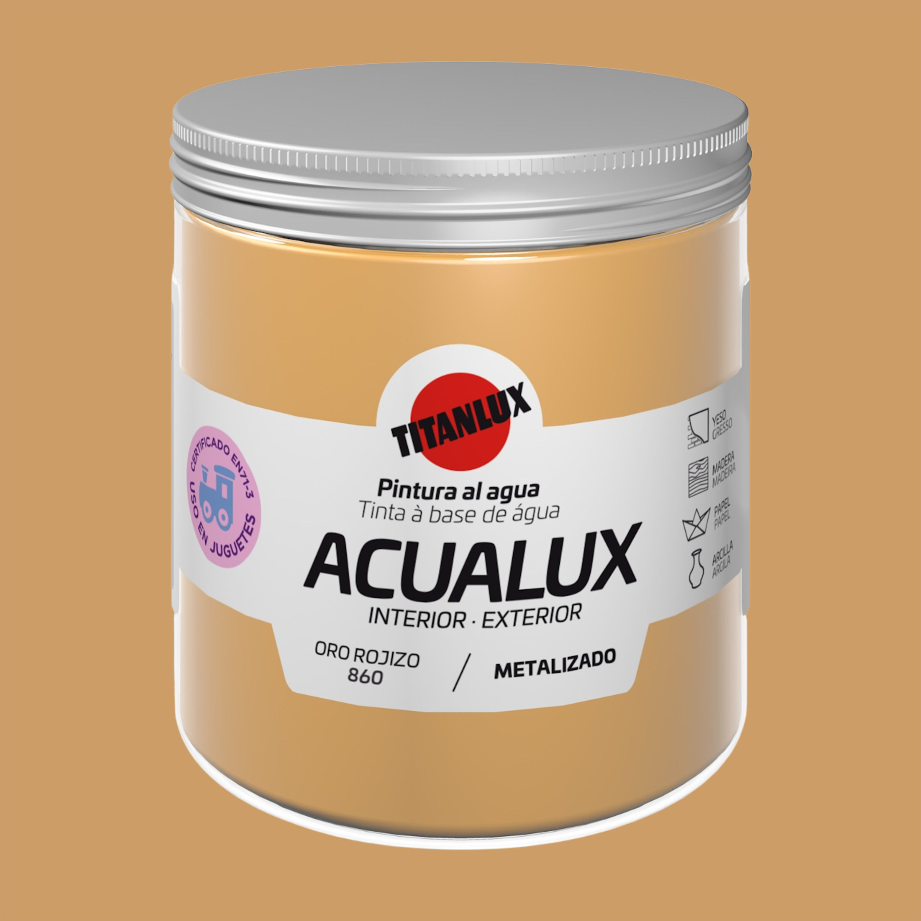 Pintura decorativa efecto liso ACUALUX TITANLUX color oro rojizo 250ml ...