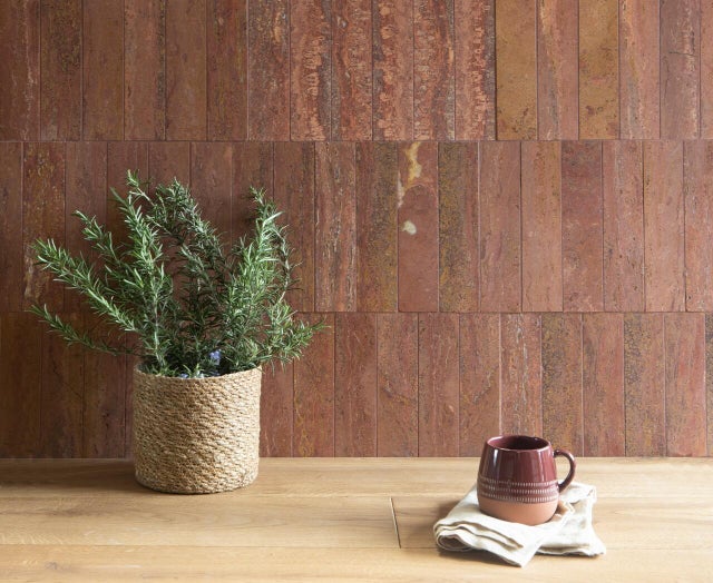 Piastrella Mosaico in marmo Chateau Brick rosso satinato L 30.8 x L 22cm x Sp. 8 mm