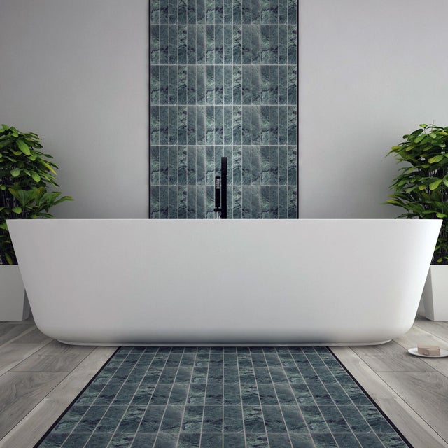 Piastrella Mosaico in marmo Chateau Brick verde satinato L 30.8 x L 22cm x Sp. 8 mm