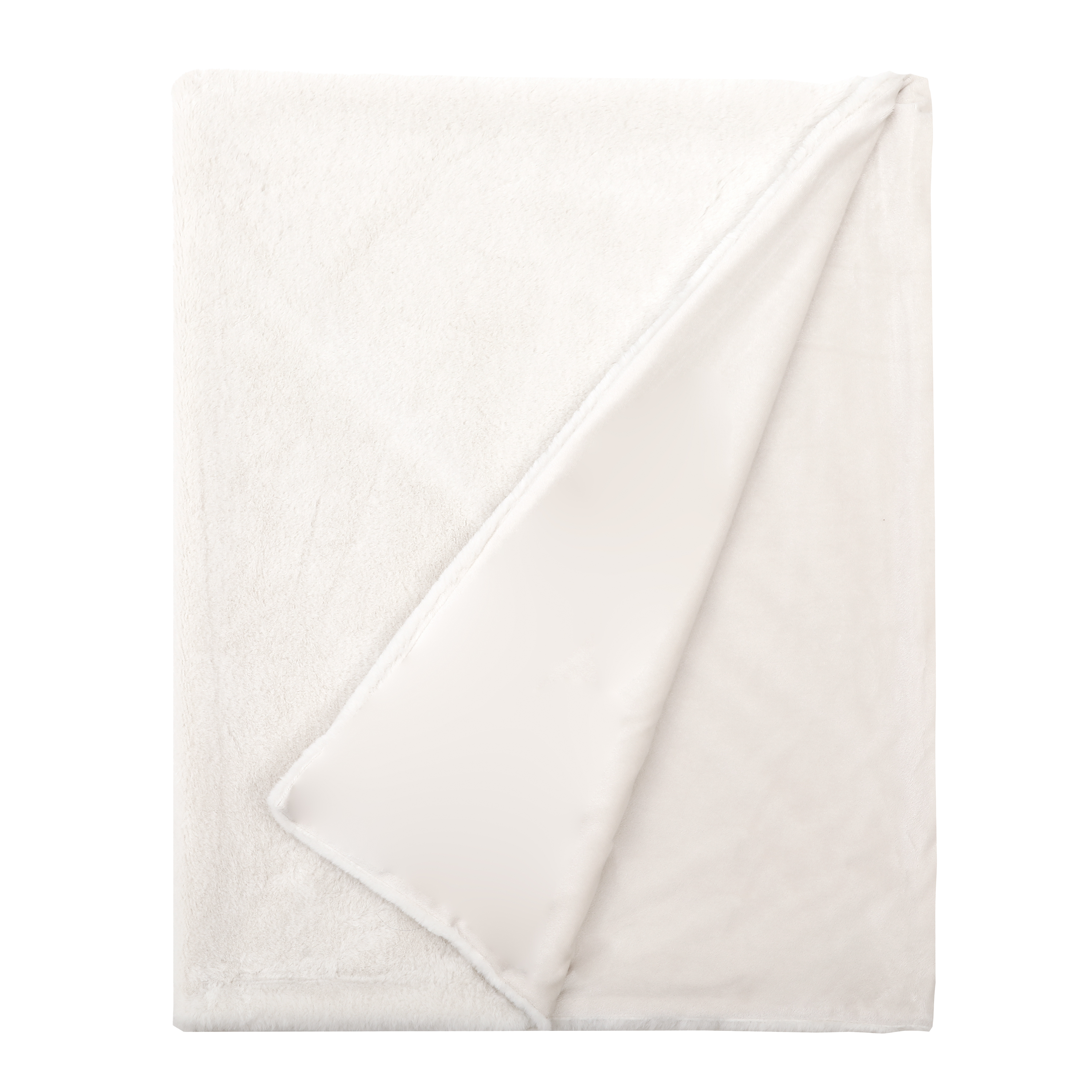 Manta imitación piel New Enalie rectangular INSPIRE poliéster liso blanco de 200x220 cm - 3