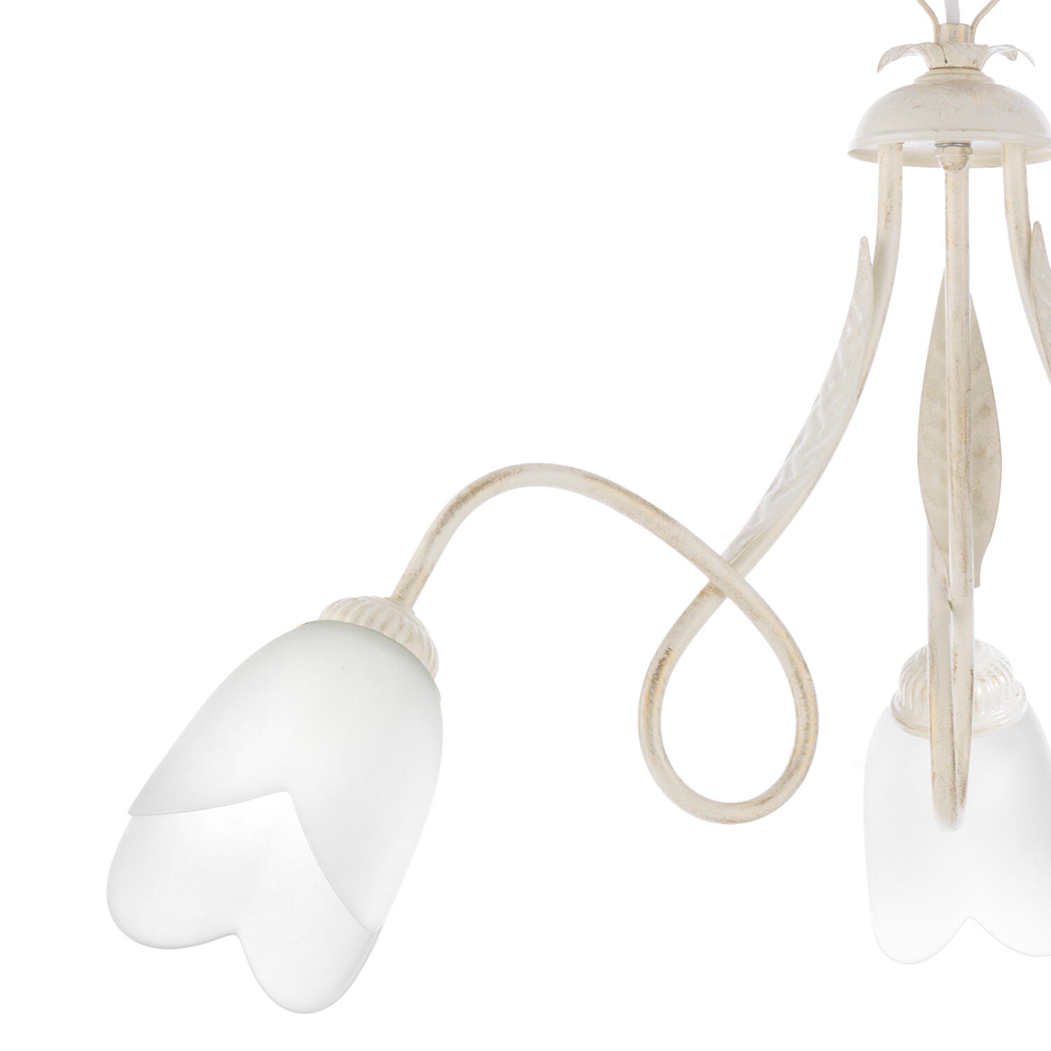 Lampadario Country charm Lampadario DOPPIO GIRO 3 - E14 Bianco beige paralume bianco 3x E14 Ø65cm - 3