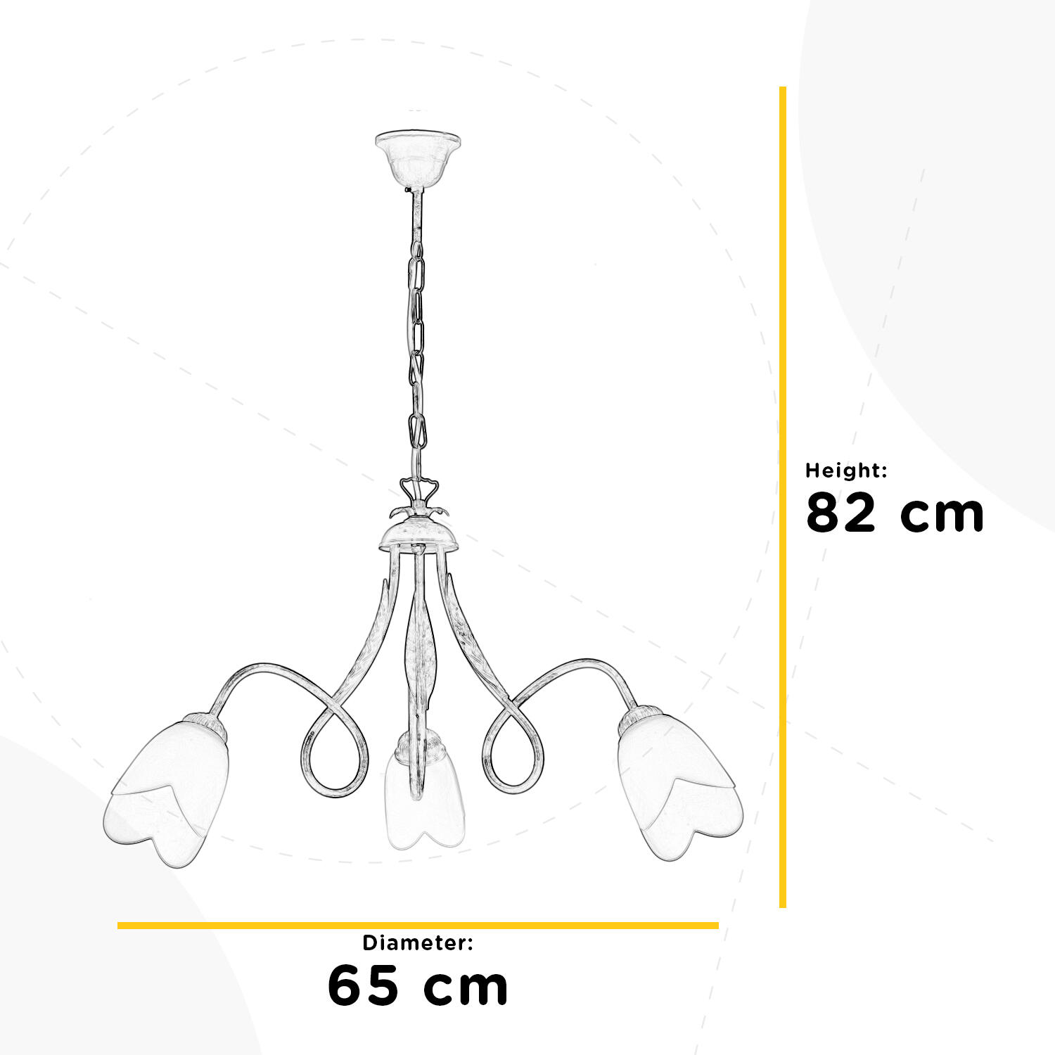 Lampadario Country charm Lampadario DOPPIO GIRO 3 - E14 Bianco beige paralume bianco 3x E14 Ø65cm - 6