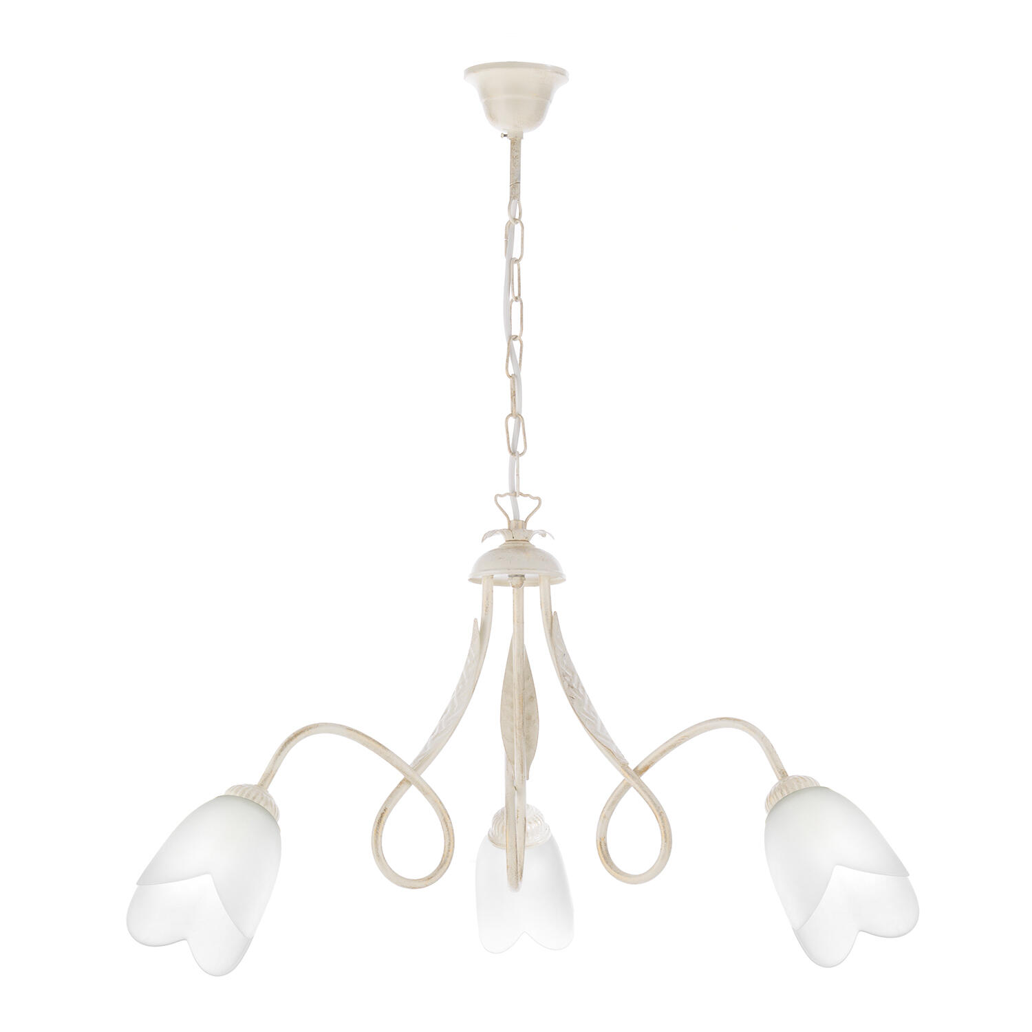 Lampadario Country charm Lampadario DOPPIO GIRO 3 - E14 Bianco beige paralume bianco 3x E14 Ø65cm - 2