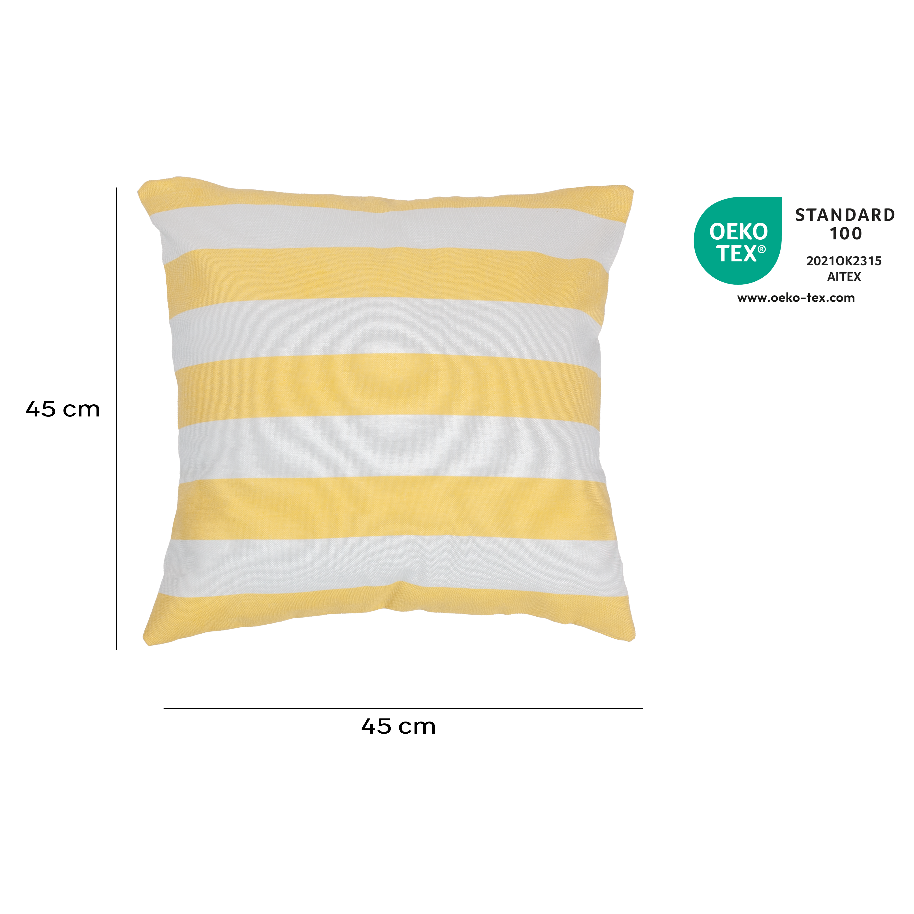 Funda de cojín cuadrada Sigrid algodón poliéster rayas amarillo cool lima con cremallera INSPIRE 45 x 45 cm - 2
