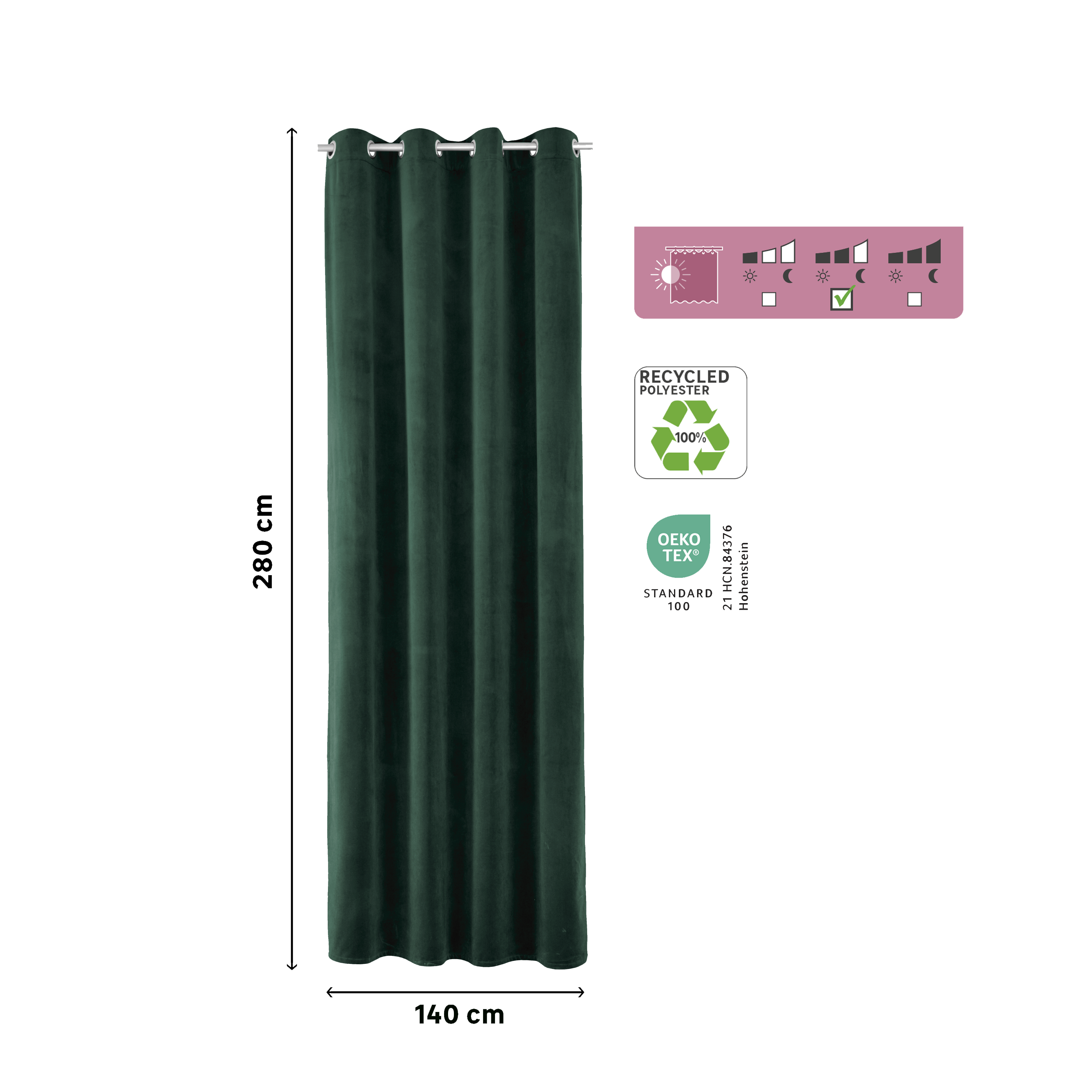 Rideau tamisant, New clarks, vert H.280 x l.140 cm INSPIRE - 2