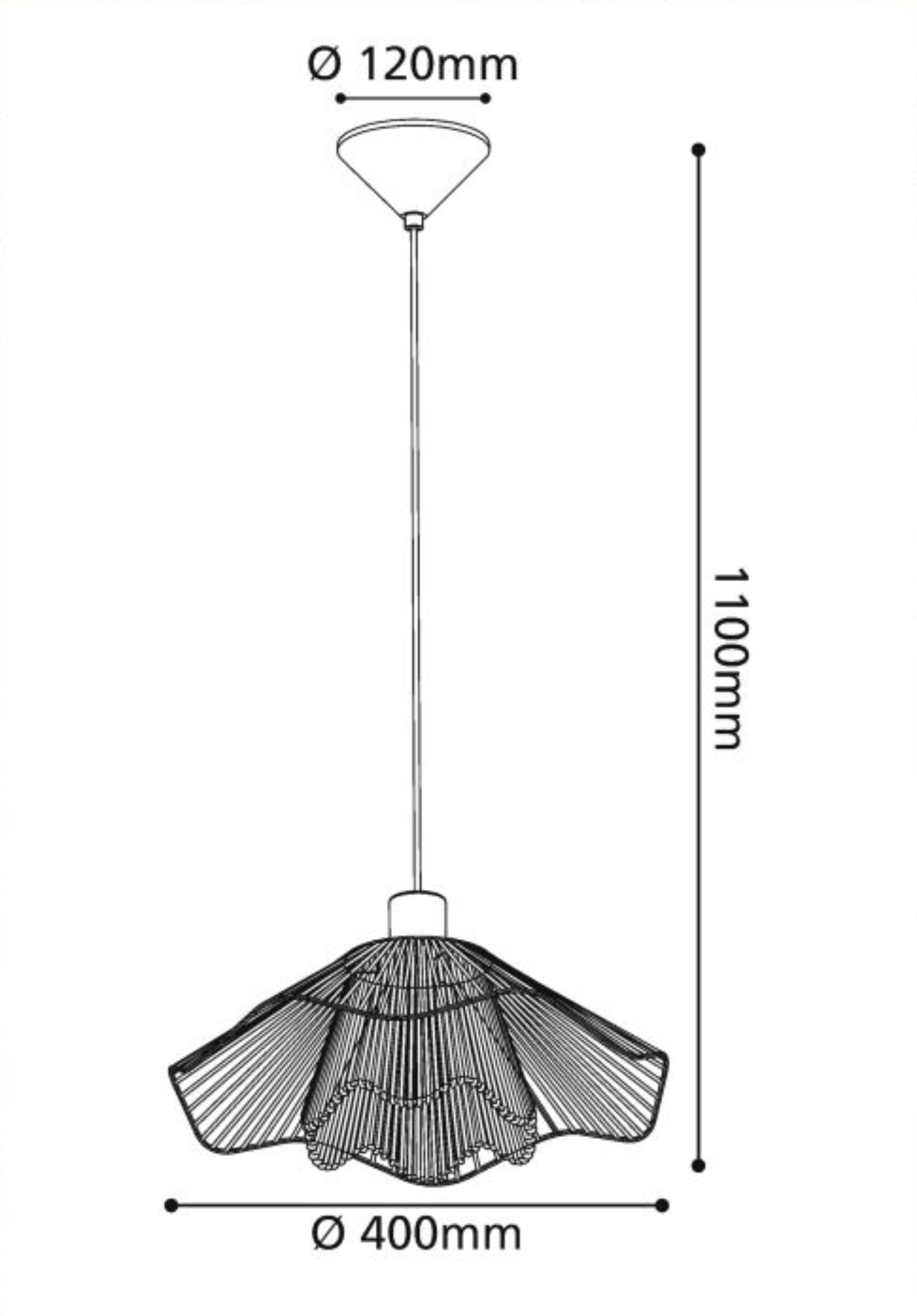 Suspensão SIRUELA 1X42W E27 110 cm algodão II - 7