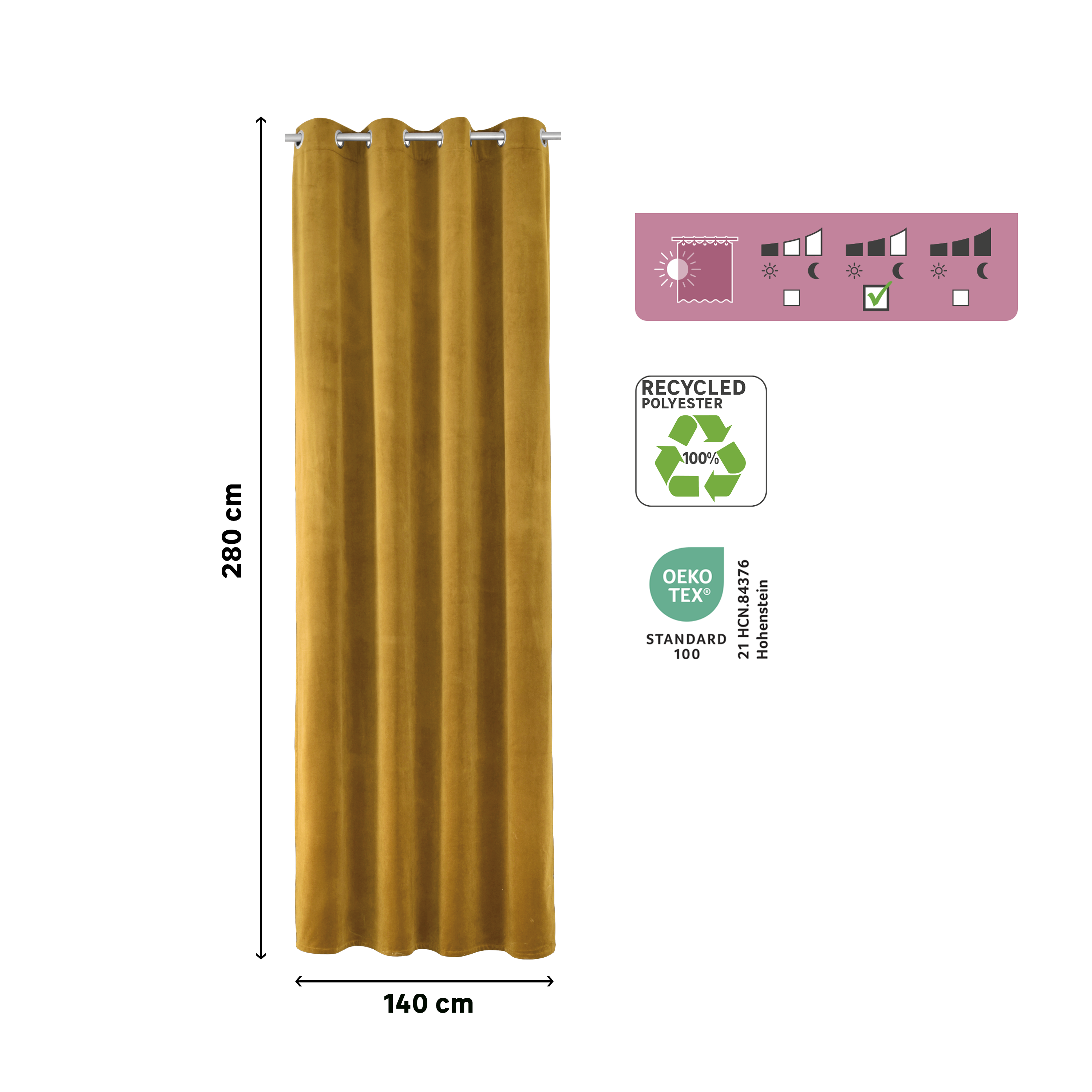 Rideau tamisant, New clarks, jaune H.280 x l.140 cm INSPIRE - 2