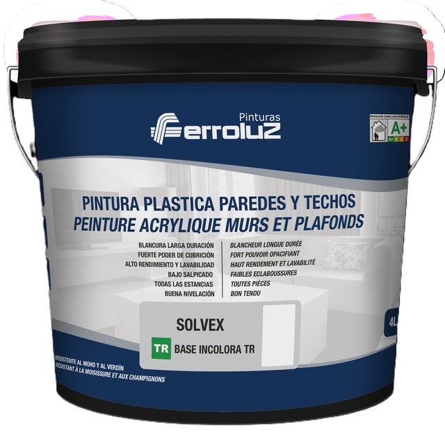 BASE PINTURA PLÁSTICA MATE SOLVEX BLANCO NIEVE 750ML TONOS INTENSOS