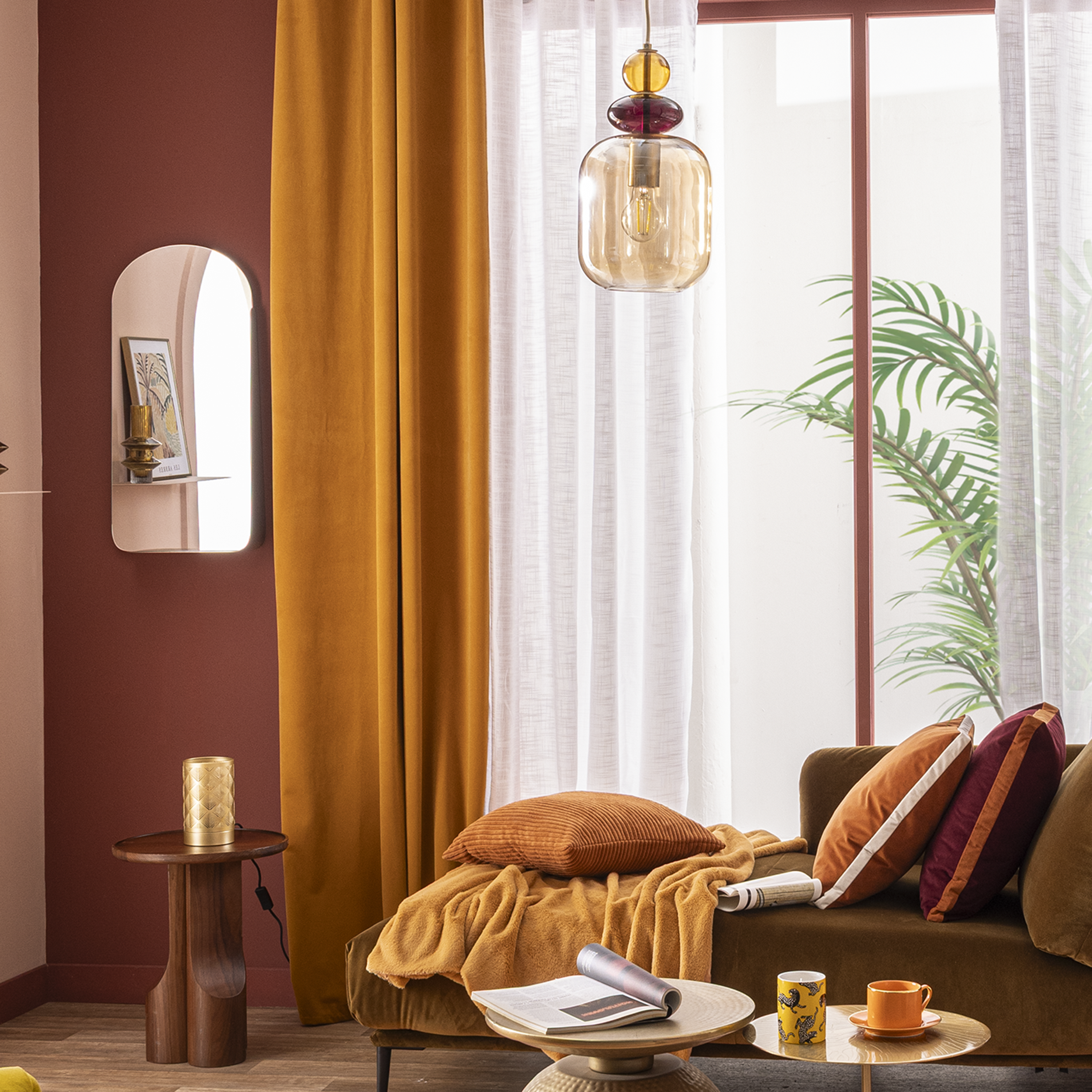 Suspension Clarissa verre, ambre, Diam.19 cm INSPIRE, E27 - 7