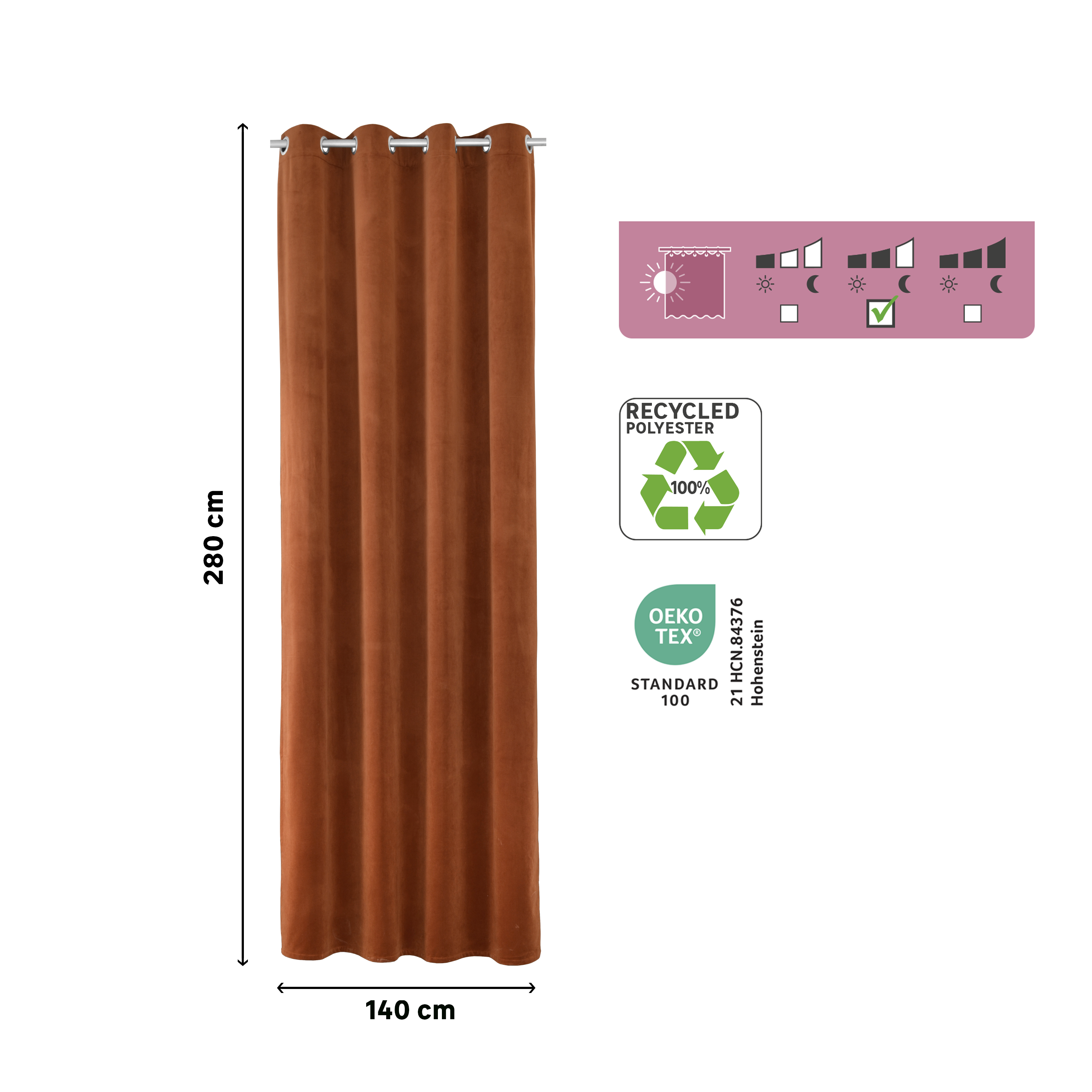Rideau tamisant, New clarks, orange H.280 x l.140 cm INSPIRE - 2