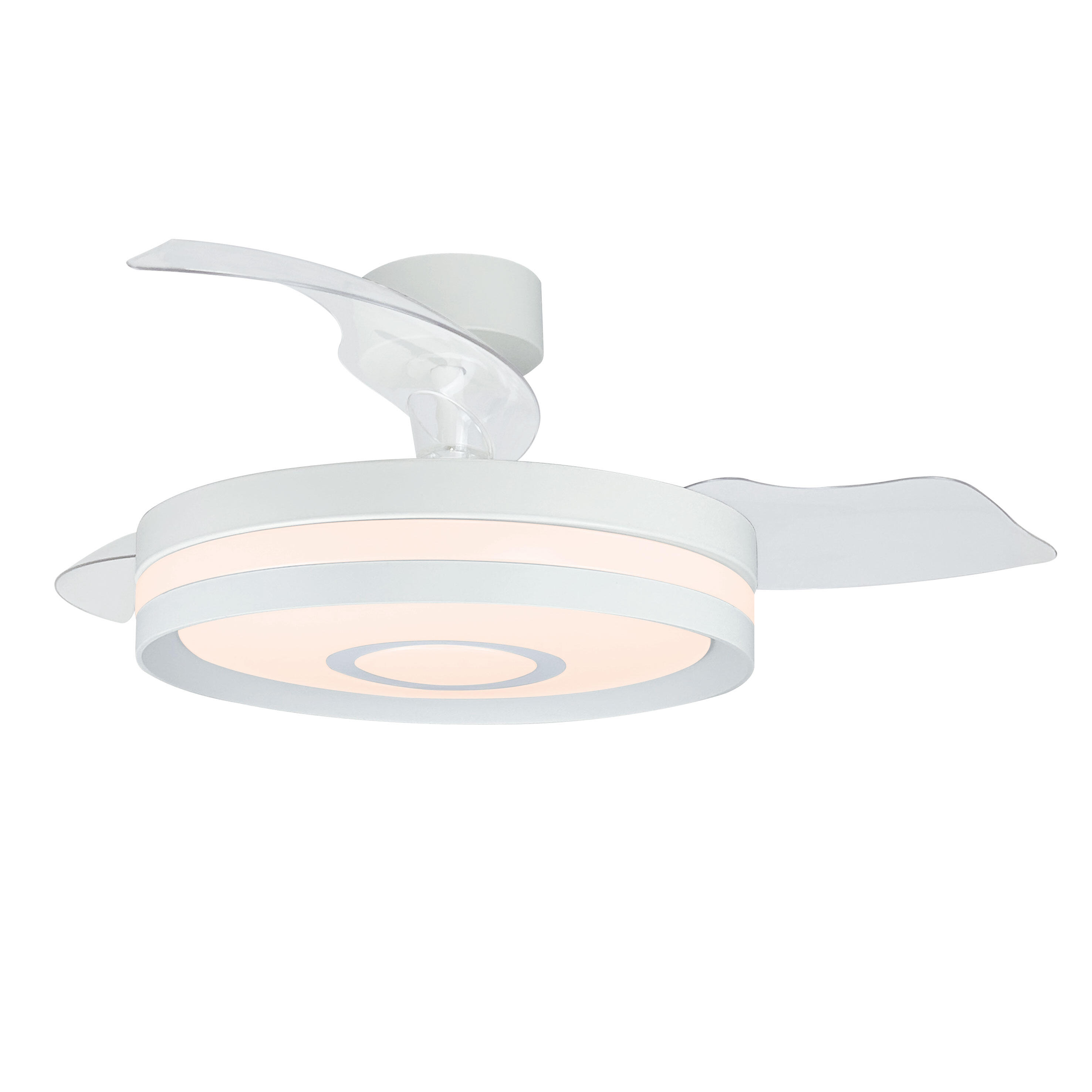 Ventilador de techo retráctil con luz motor dc con mando inspire tormos blanco ø106 cm invierno/verano color luz regulable