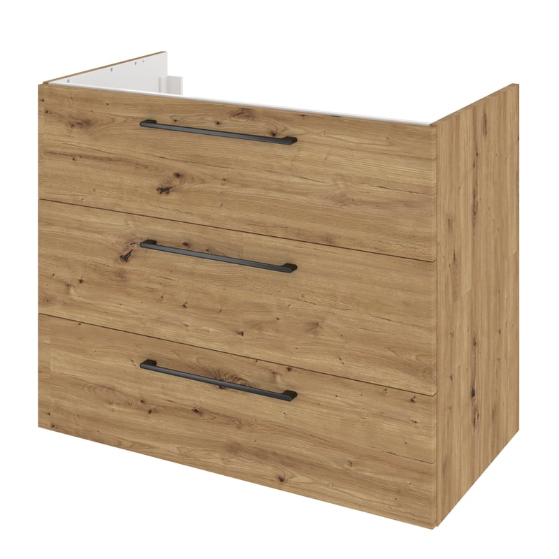 Szafka pod umywalkę wisząca Remix 90x46x73 cm brązowa złoty dąb Sensea