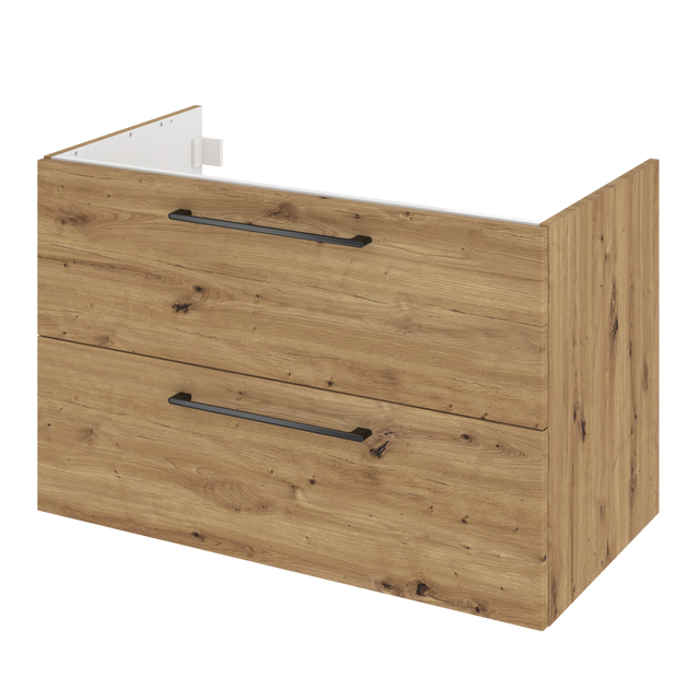 Szafka pod umywalkę wisząca Remix 90x46x58 cm brązowa złoty dąb Sensea