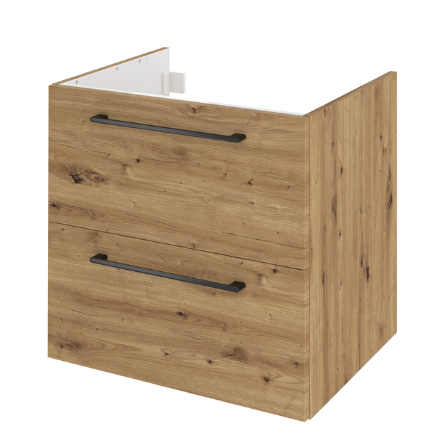 Meuble sous-vasque, 2t L.60cm x H.58cm x P.46cm effet chêne doré Remix