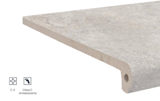 Peldaño extrusionado Provenza efecto cemento grigio 33x33cm espesor 13mm