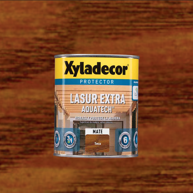 Protector madera exterior color teca para caseta de jardín, ventana, puerta, valla, persiana XYLADECOR mate 2.5L base agua