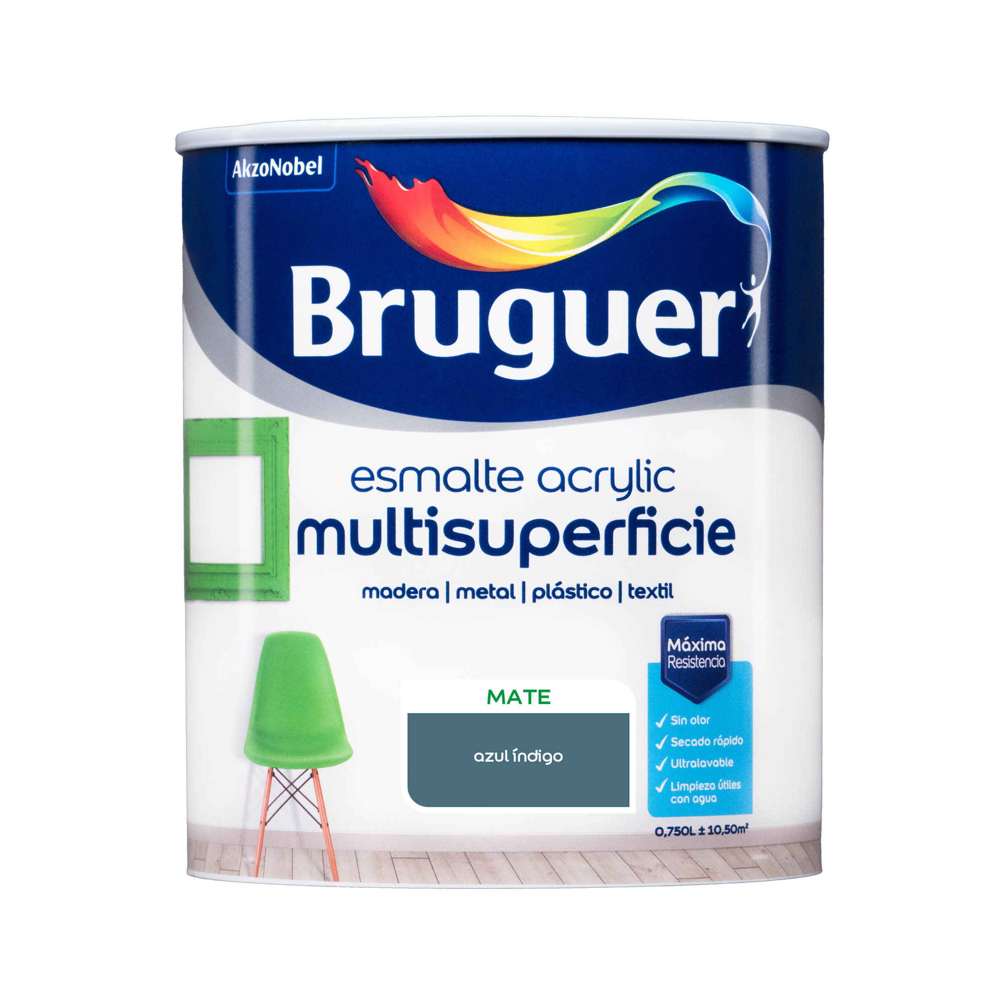 Esmalte de interior Acrylic BRUGUER color azul indigo mate 750ml para puertas, muebles y cerámica - 2