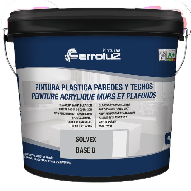 BASE PINTURA PLÁSTICA MATE SOLVEX BLANCO NIEVE 750ML TONOS MEDIOS