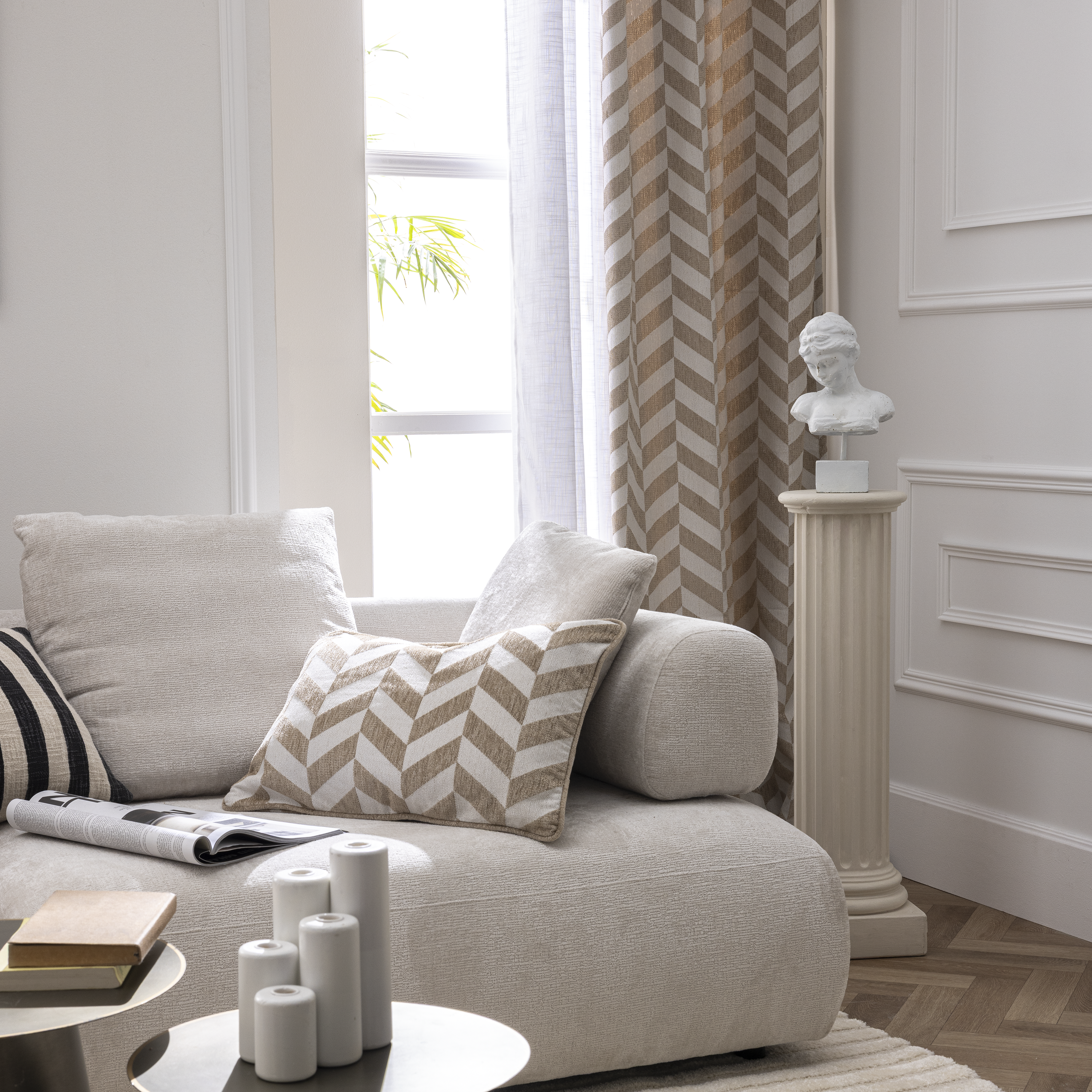 Cortinado ilhós Magnus 140x280cm bege branco Inspire - 8