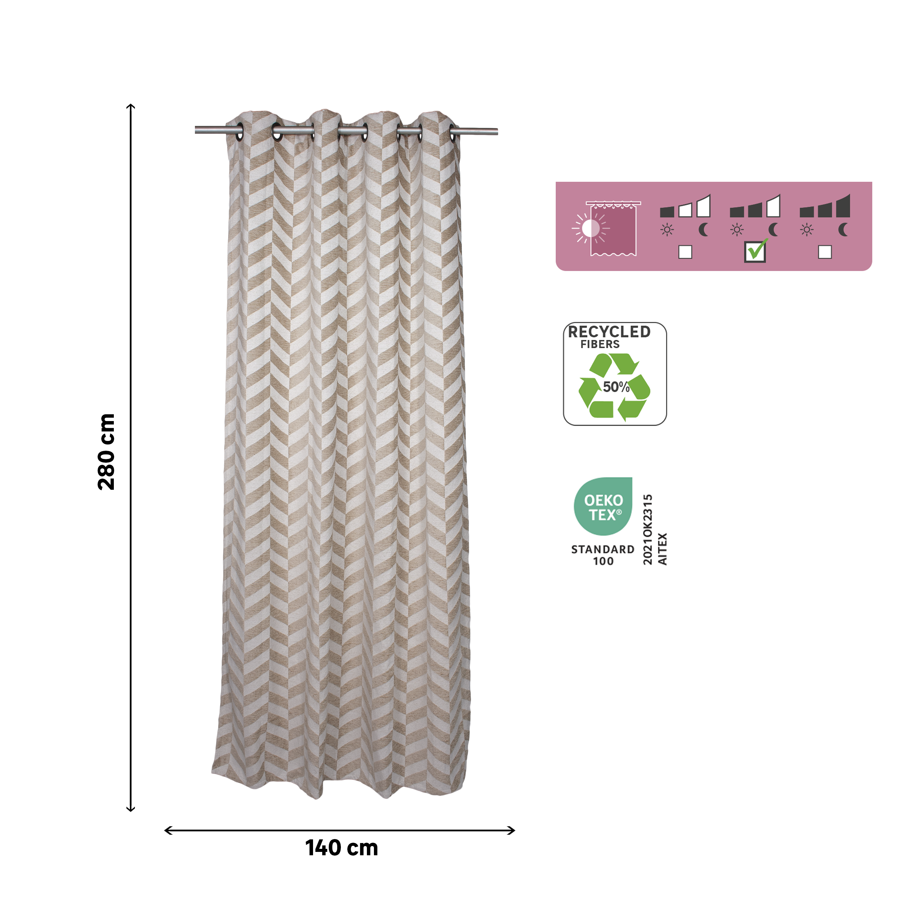 Cortinado ilhós Magnus 140x280cm bege branco Inspire - 6