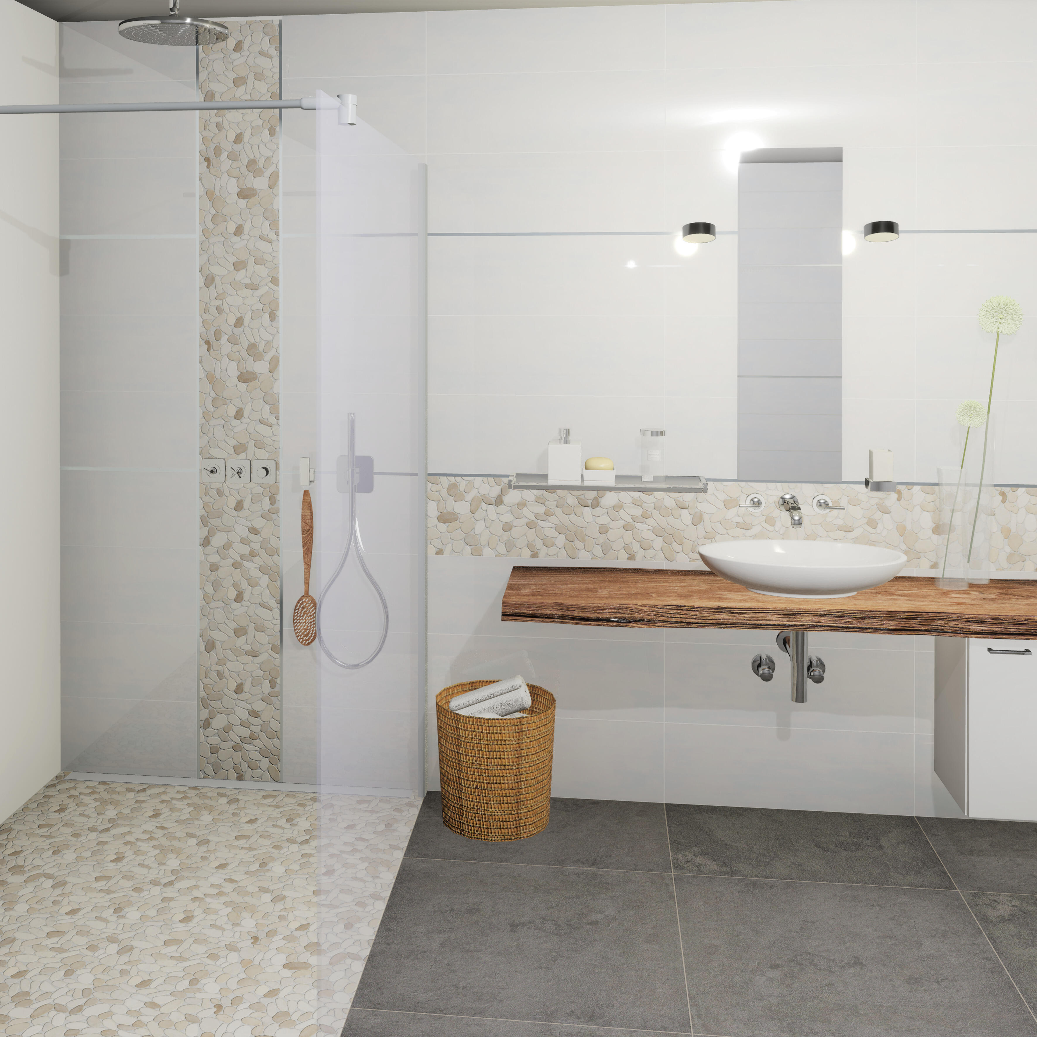Mosaïque pierre sol mur et douche L.30 x l.30 cm - Sciés - 3