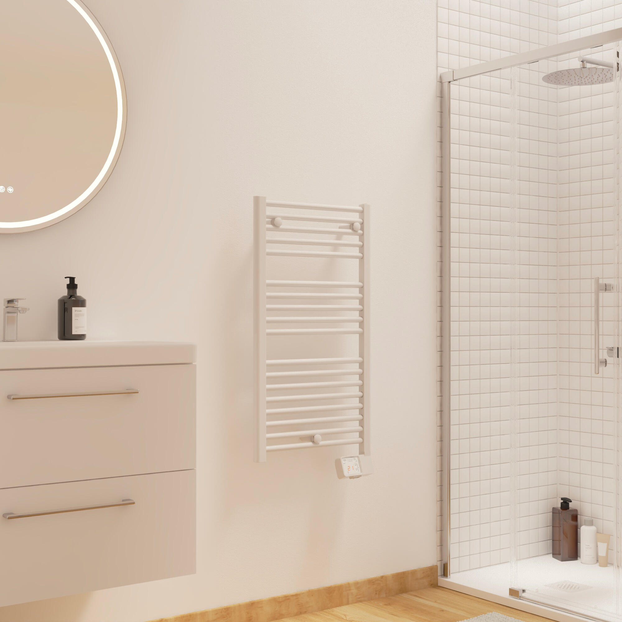 Sèche-serviettes électrique à inertie fluide Kaltar II EQUATION 500W droit blanc - 5