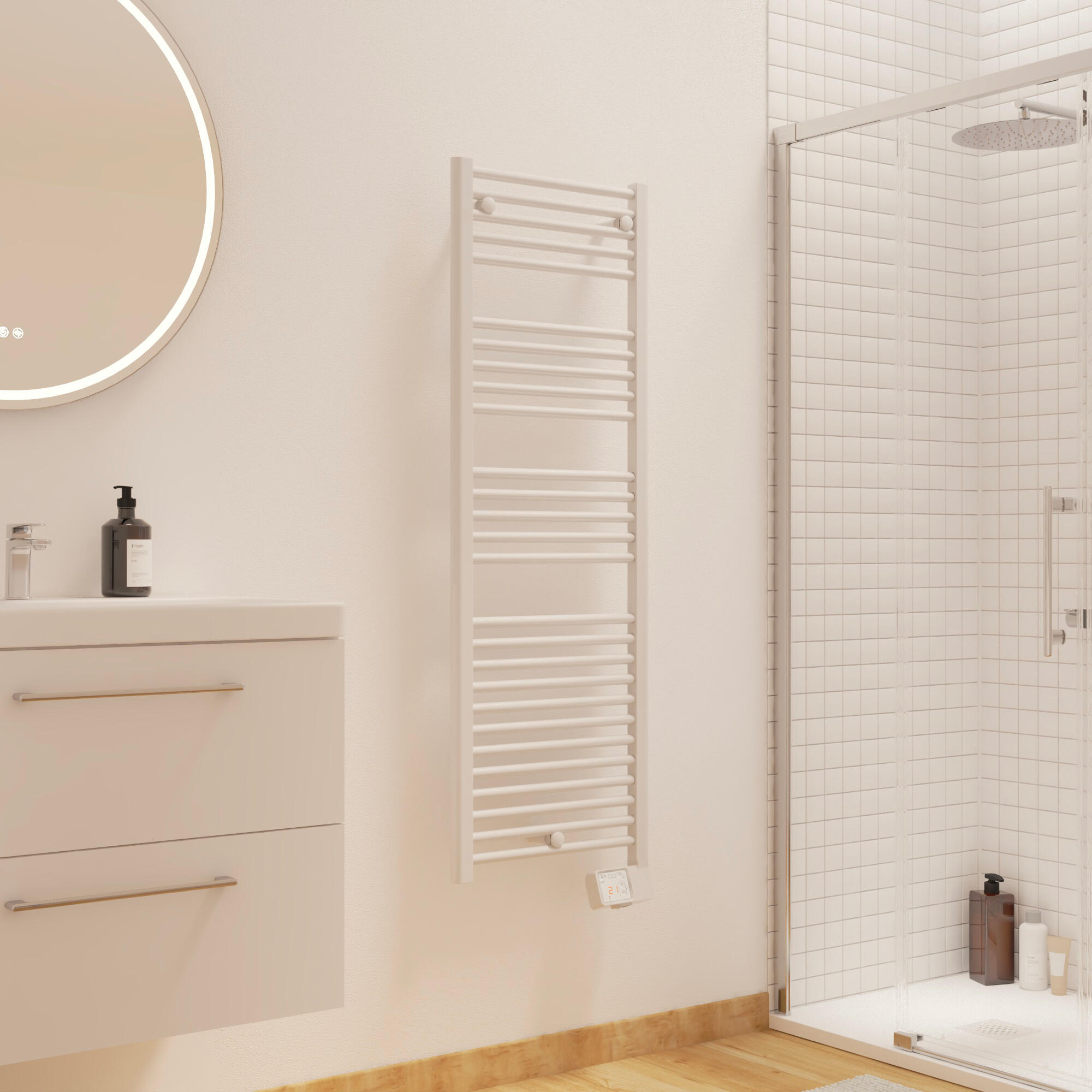 Sèche-serviettes électrique à inertie fluide Kaltar II EQUATION 750W droit blanc - 4