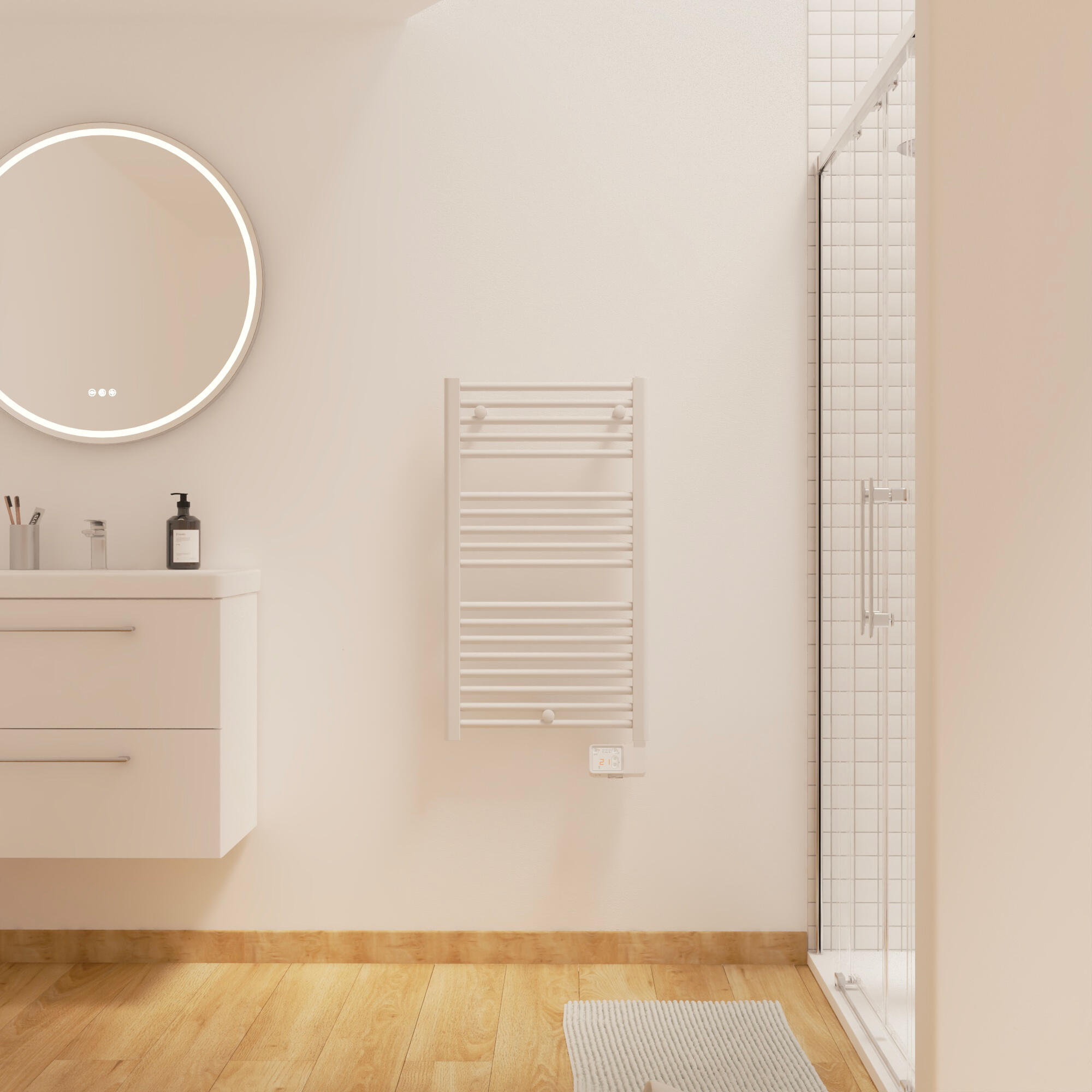 Sèche-serviettes électrique à inertie fluide Kaltar II EQUATION 500W droit blanc - 4