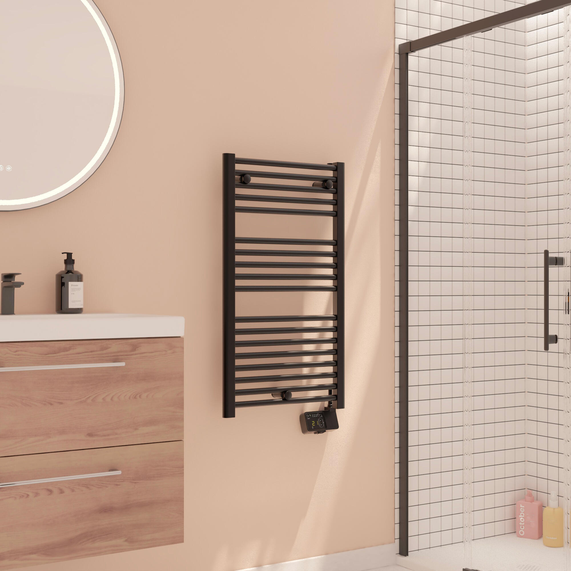 Sèche-serviettes électrique à inertie fluide Kaltar II EQUATION 500W droit noir - 6