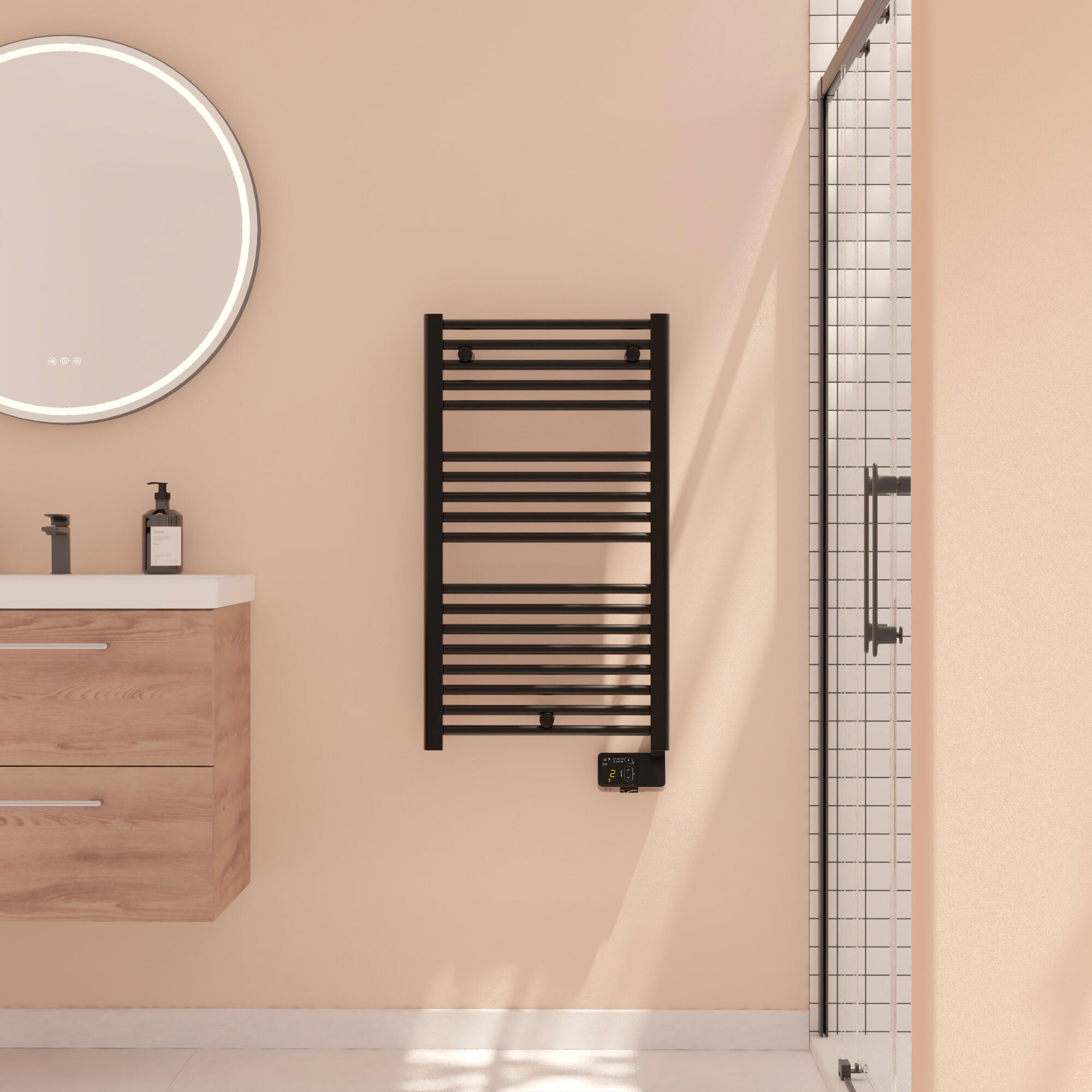 Sèche-serviettes électrique à inertie fluide Kaltar II EQUATION 500W droit noir - 3