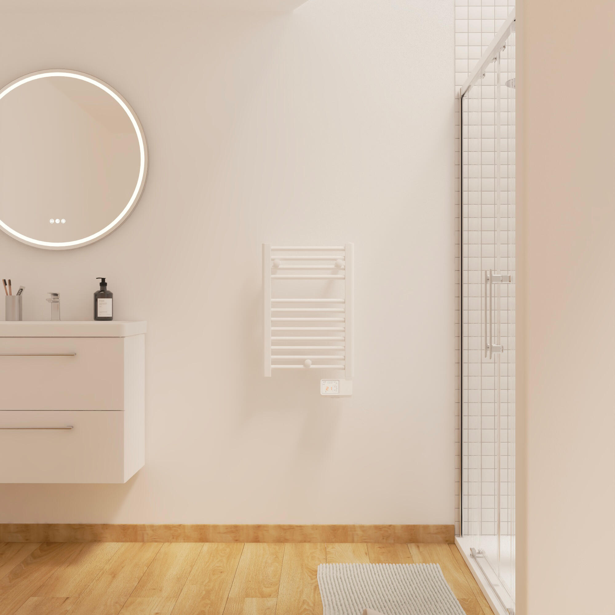 Sèche-serviettes électrique à inertie fluide Kaltar II EQUATION 250W droit blanc - 5