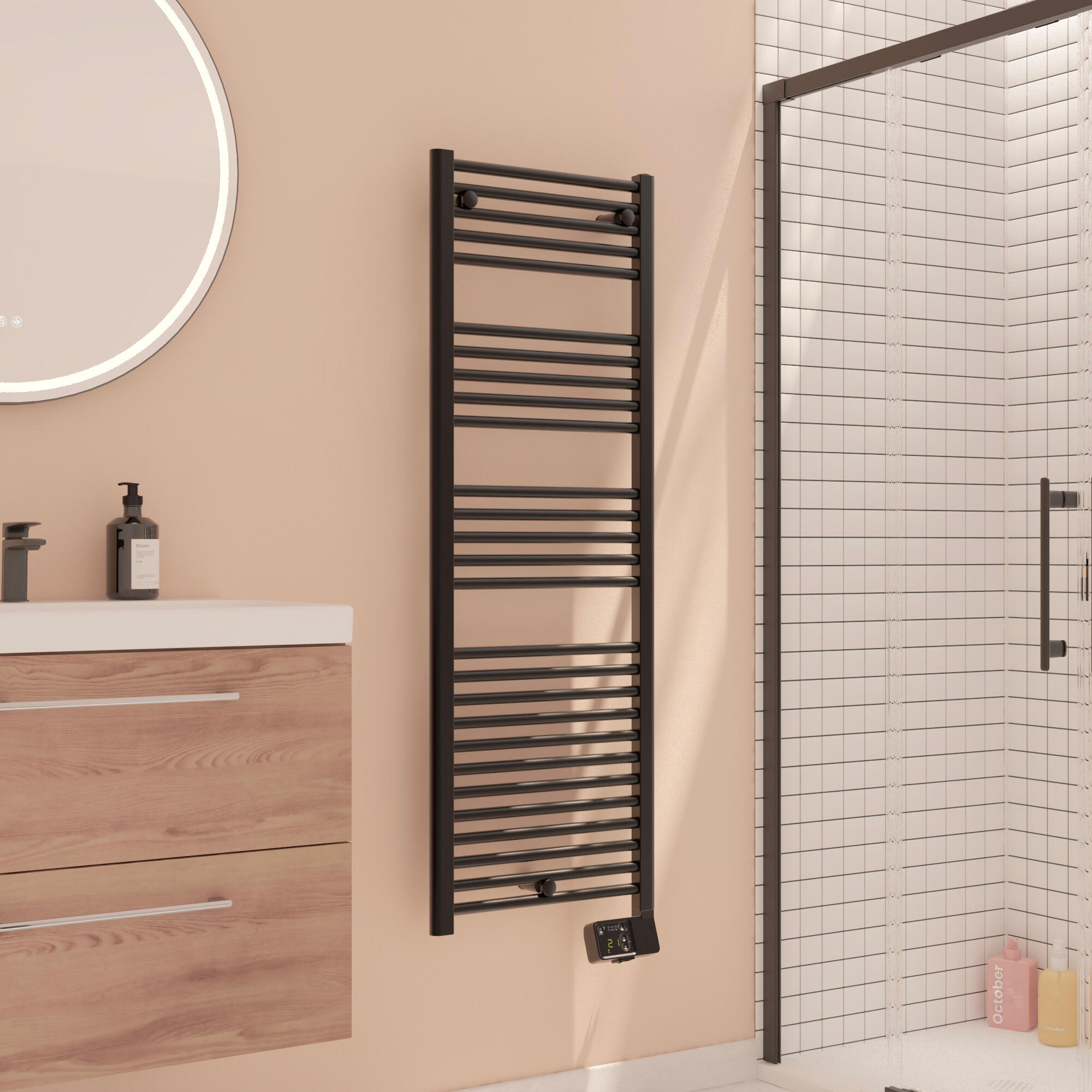 Sèche-serviettes électrique à inertie fluide Kaltar II EQUATION 750W droit noir - 6