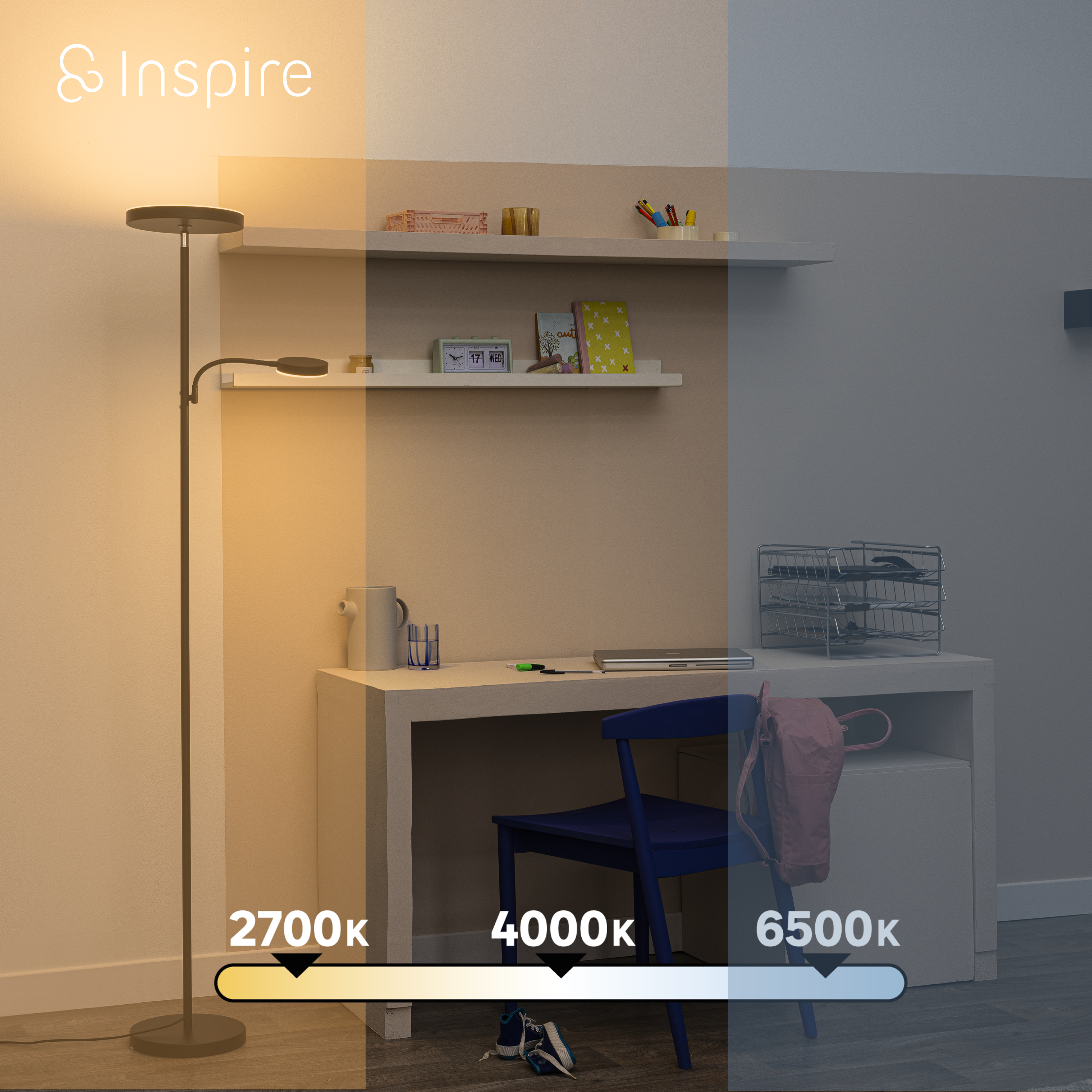 Lampa podłogowa z lampką do czytania Osana czarna LED Inspire - 7