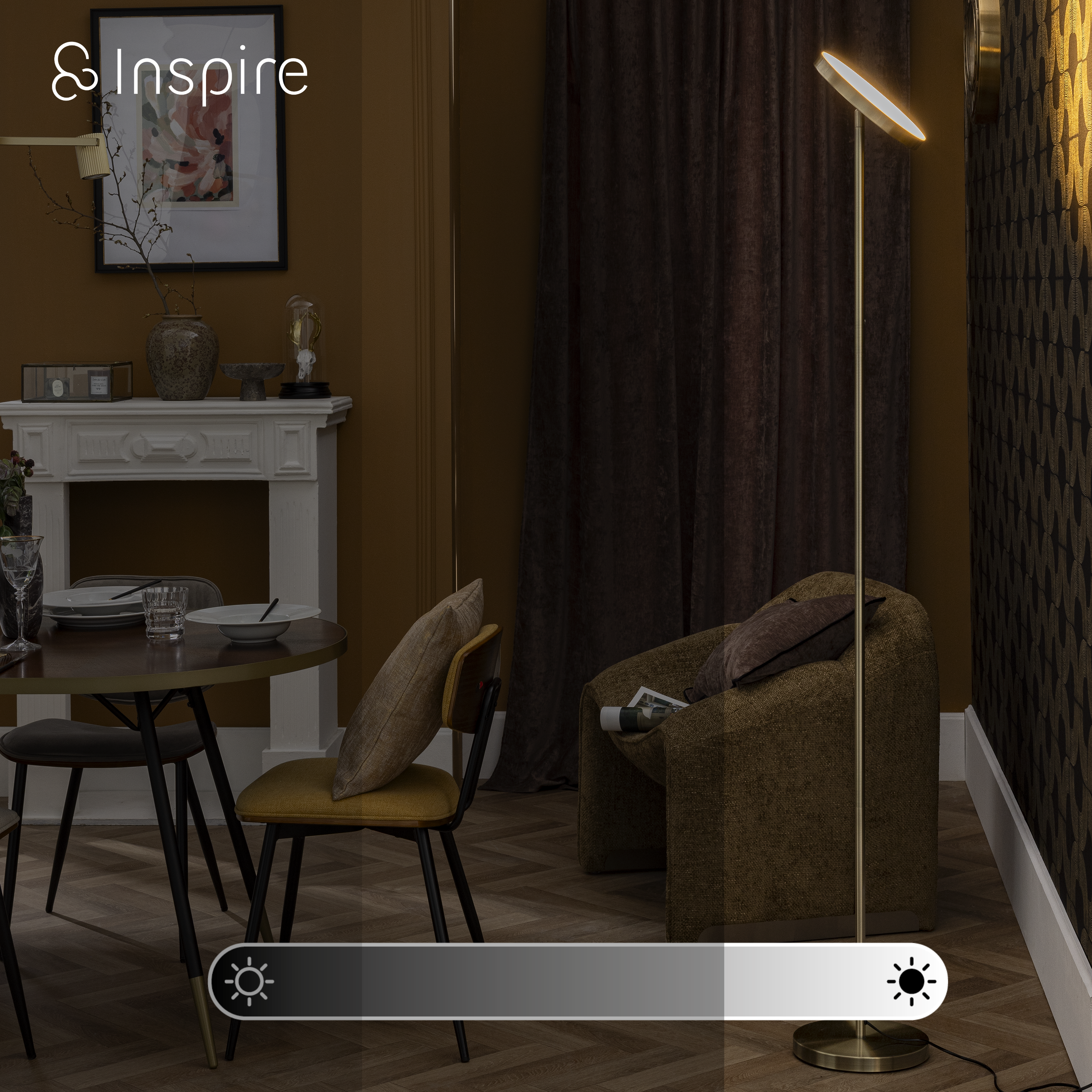 Lampadaire LED Osana avec variateur, acier, doré, H.180 cm INSPIRE - 3