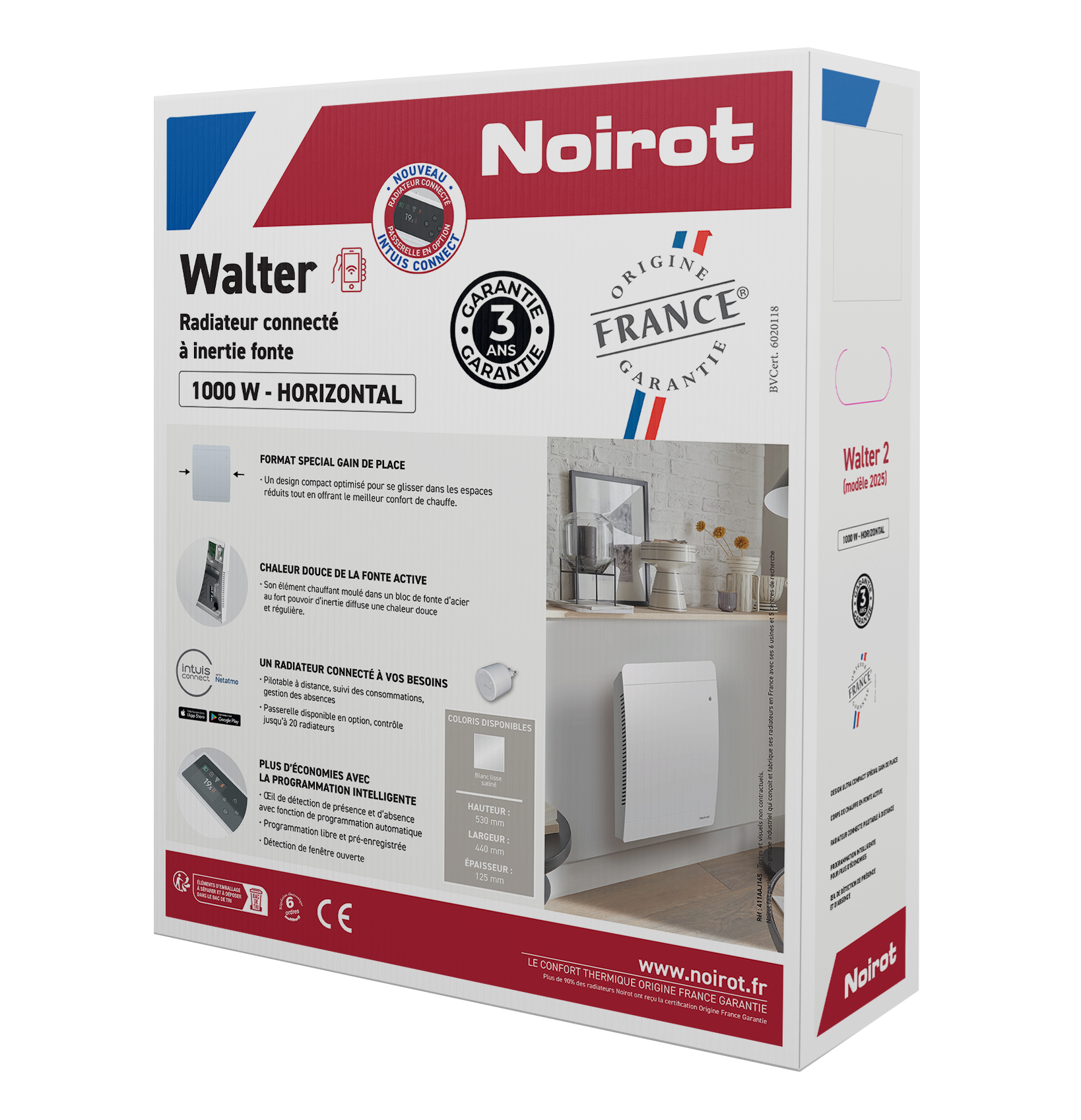 Radiateur électrique connecté à inertie sèche 1000W Walter 2 NOIROT - 5