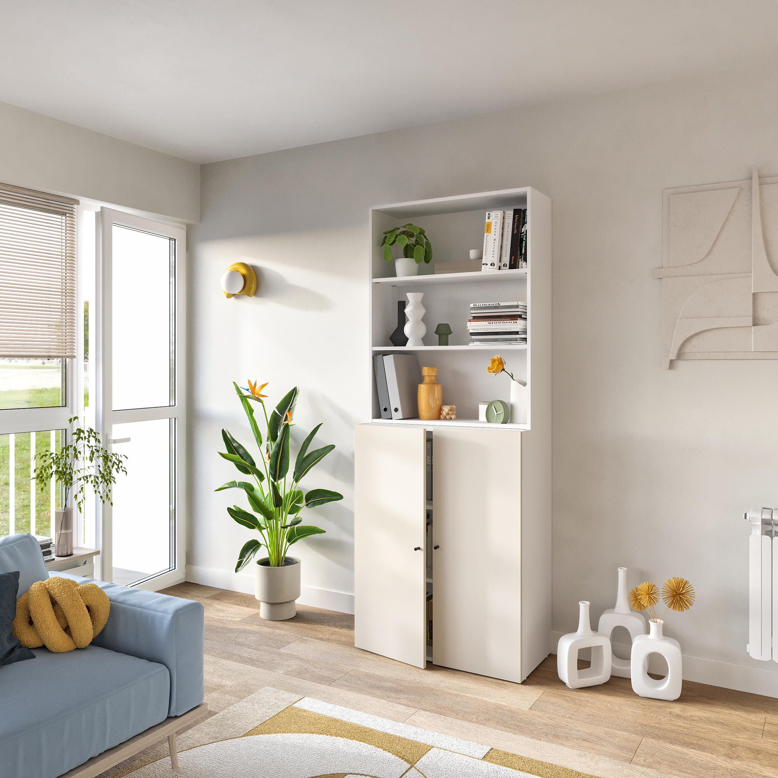 Lot de 2 étagères SPACEO Evo'M blanc pour caisson L.80 x P.38 cm - 3