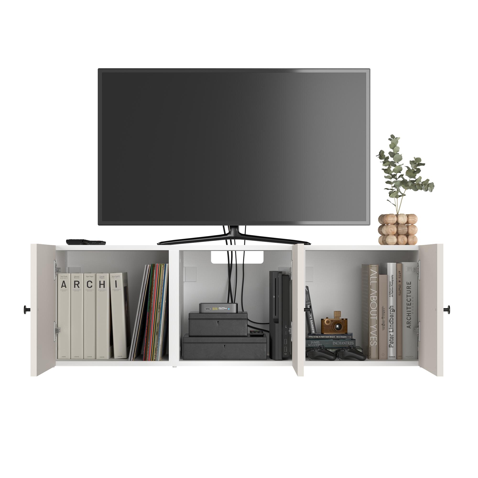 Meuble TV SPACEO Evo'M blanc H.38,4 x L.120,2 x P.38 cm - 6