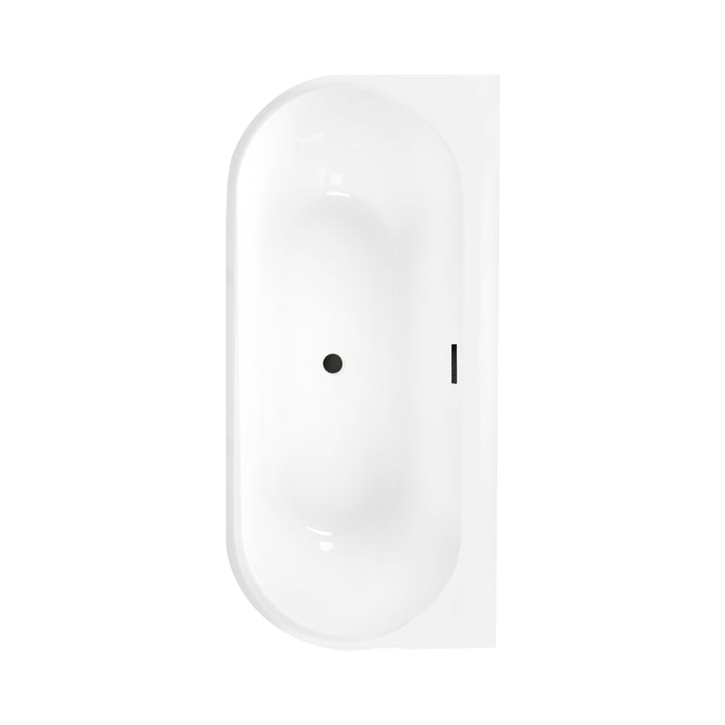 Wanna wolnostojąca przyścienna Pari 150x80 cm czarny odpływ Corciano