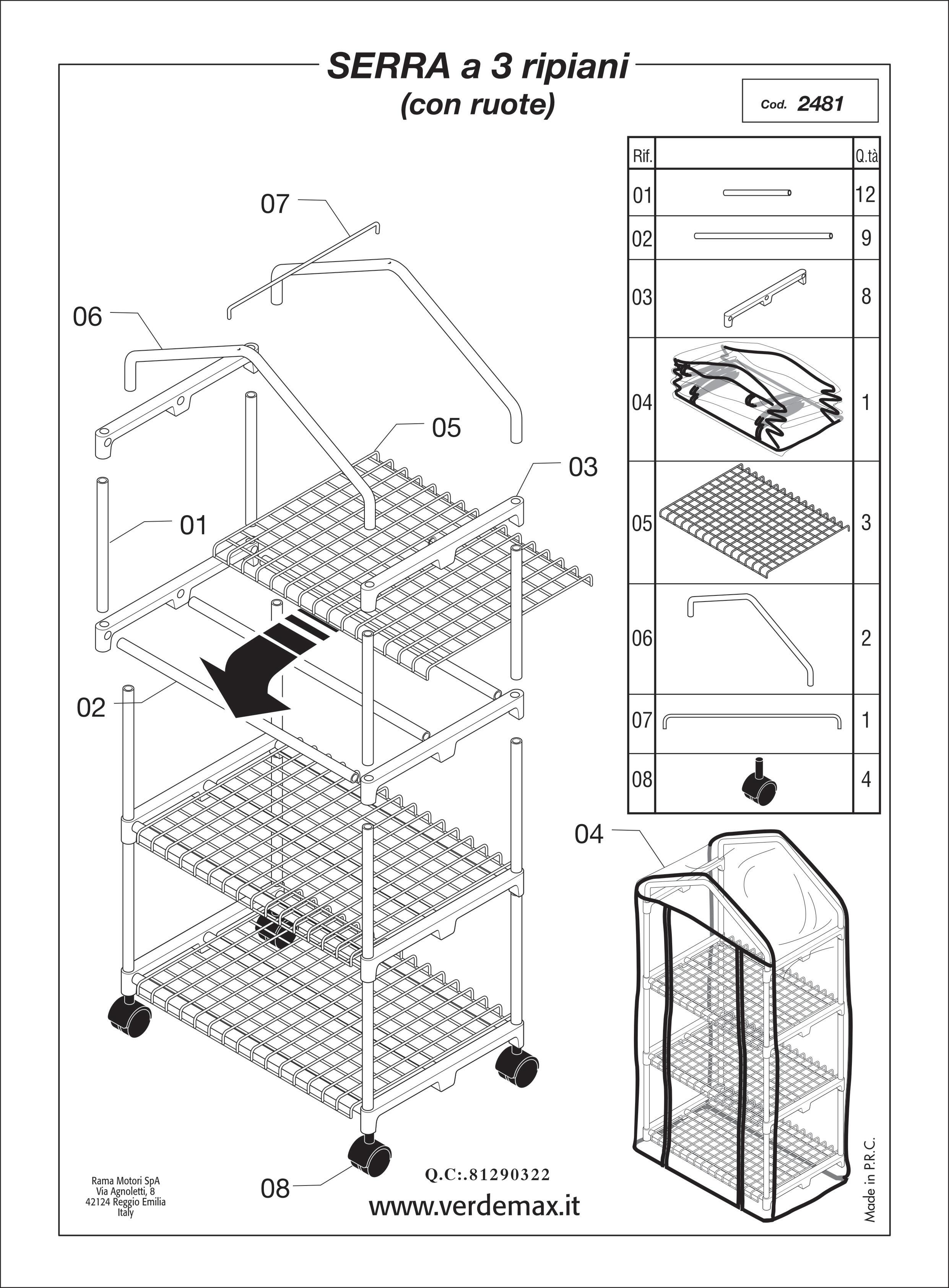 Serra VERDEMAX Azalea 3 ripiani, con ruote 70 x 50 x 131 cm - 4