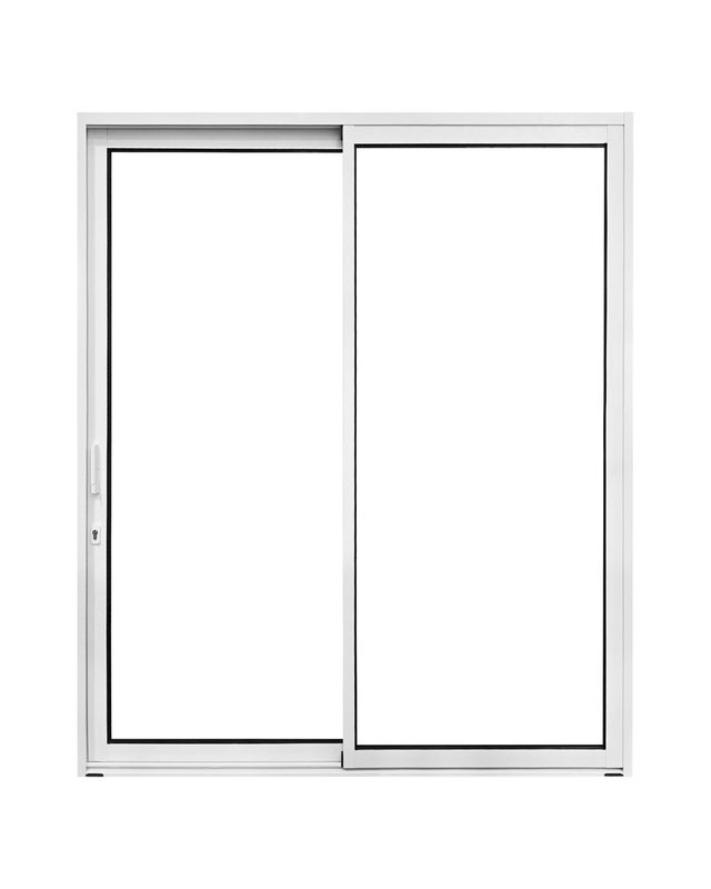 Baie coulissante aluminium H 215 x L 180 cm à rupture de pont thermique 3 points blanche