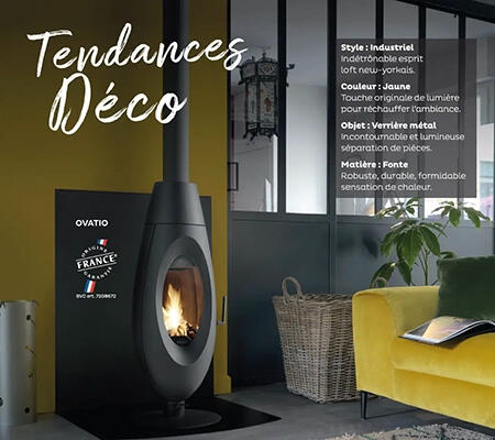 Poêle à bois INVICTA Ovatio anthracite, 5 kW - 5