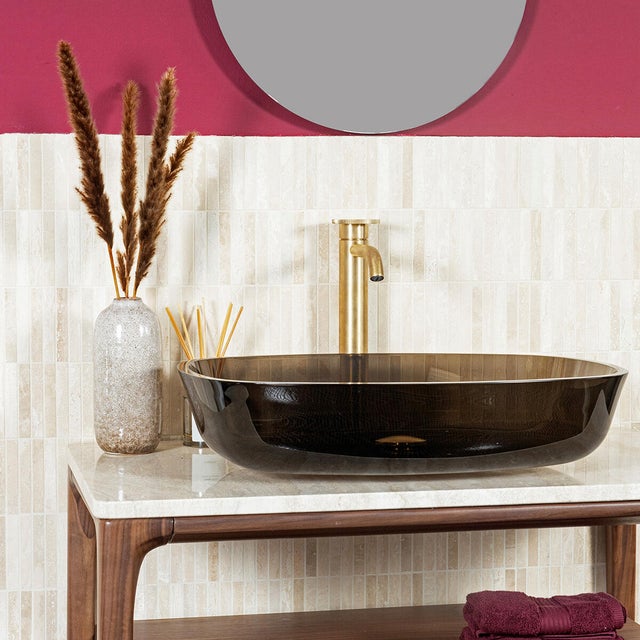 Piastrella Mosaico in travertino Atrium Stick beige satinato L 30.4 x L 30.4cm x Sp. 8 mm