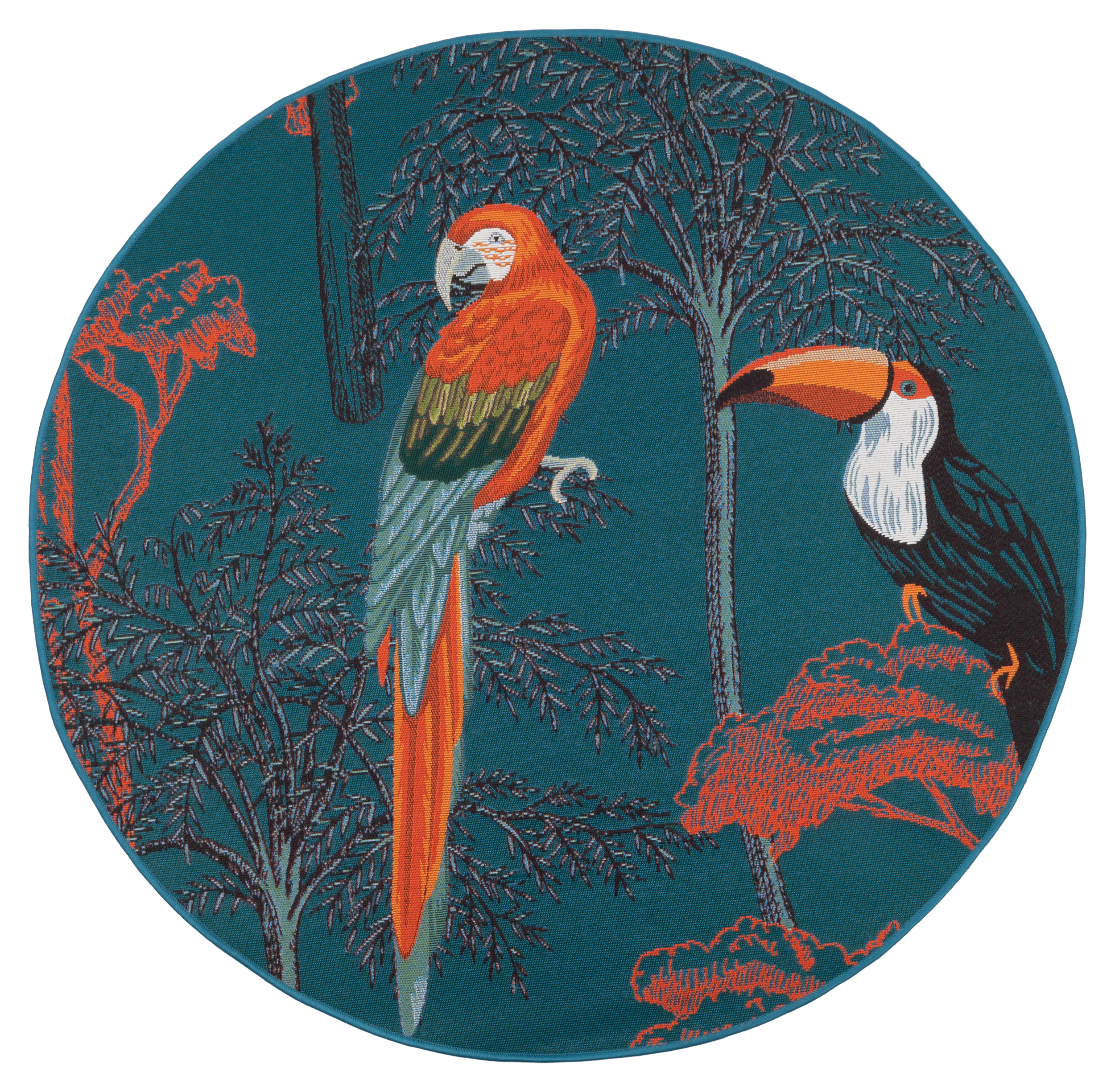 Dywan zewnętrzny/wewnętrzny Jungle Papugi okrągły śr.135 cm