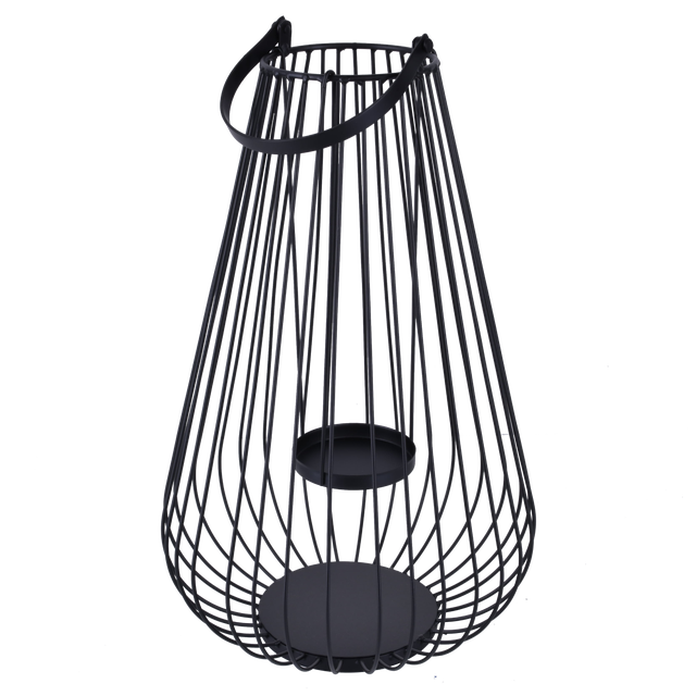 Lampion metalowy na świecę Lagos 27.5 x 45.5 x 58 cm czarny